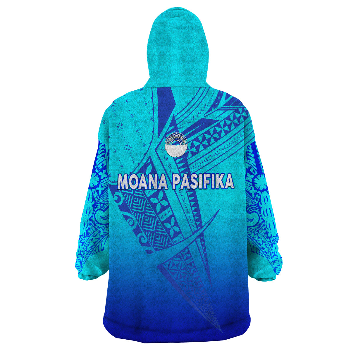 Moana Pasifika Super Rugby Tapa Pacific Island Tapa Original - Blue Wearable Blanket Hoodie - Vibe Hoodie Shop