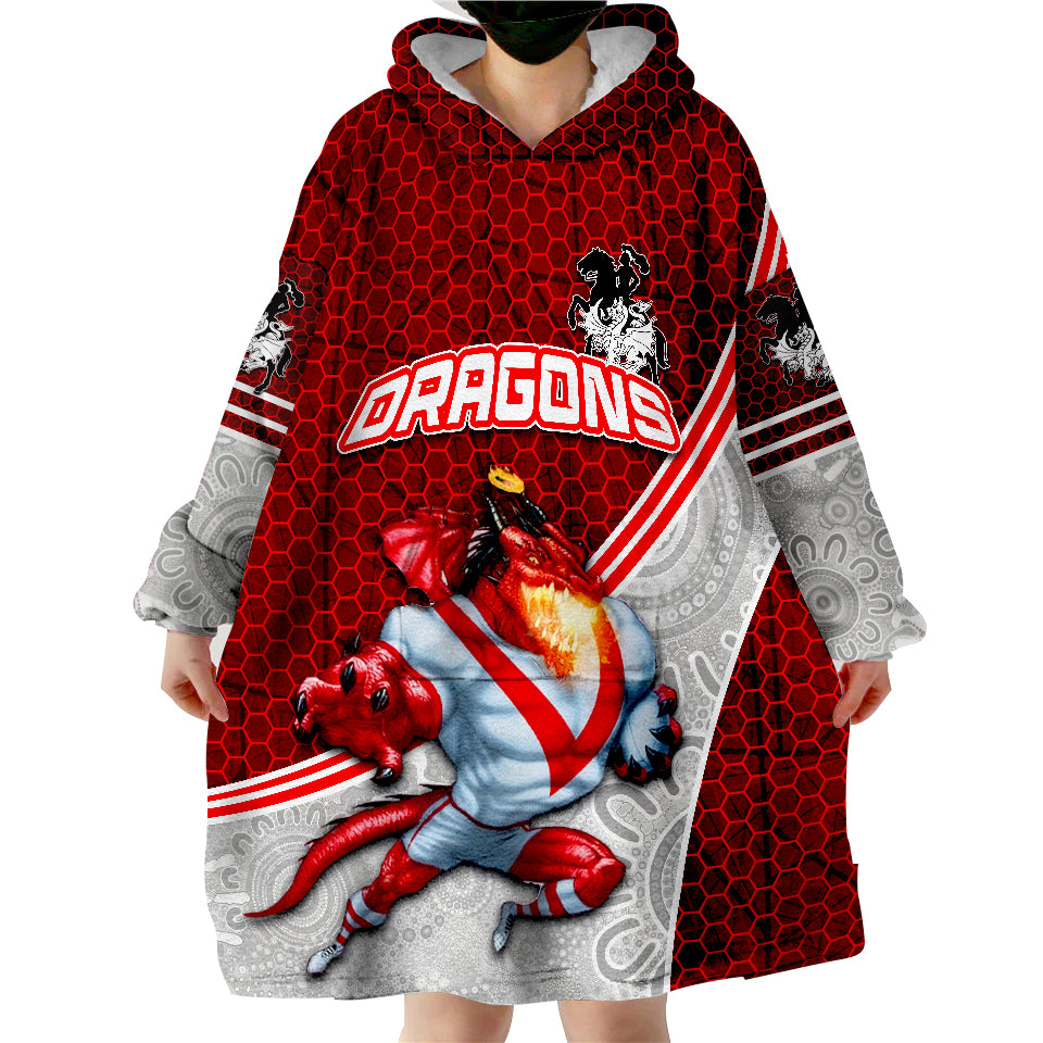 Dragons Rugby Mix Aboriginal Simple Wearable Blanket Hoodie - Vibe Hoodie Shop