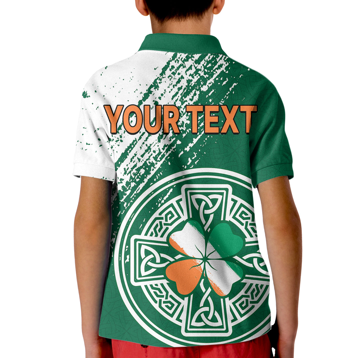 (Custom Personalised) Ireland Celtic Knot Shamrock Kid Polo Shirt - Vibe Hoodie Shop