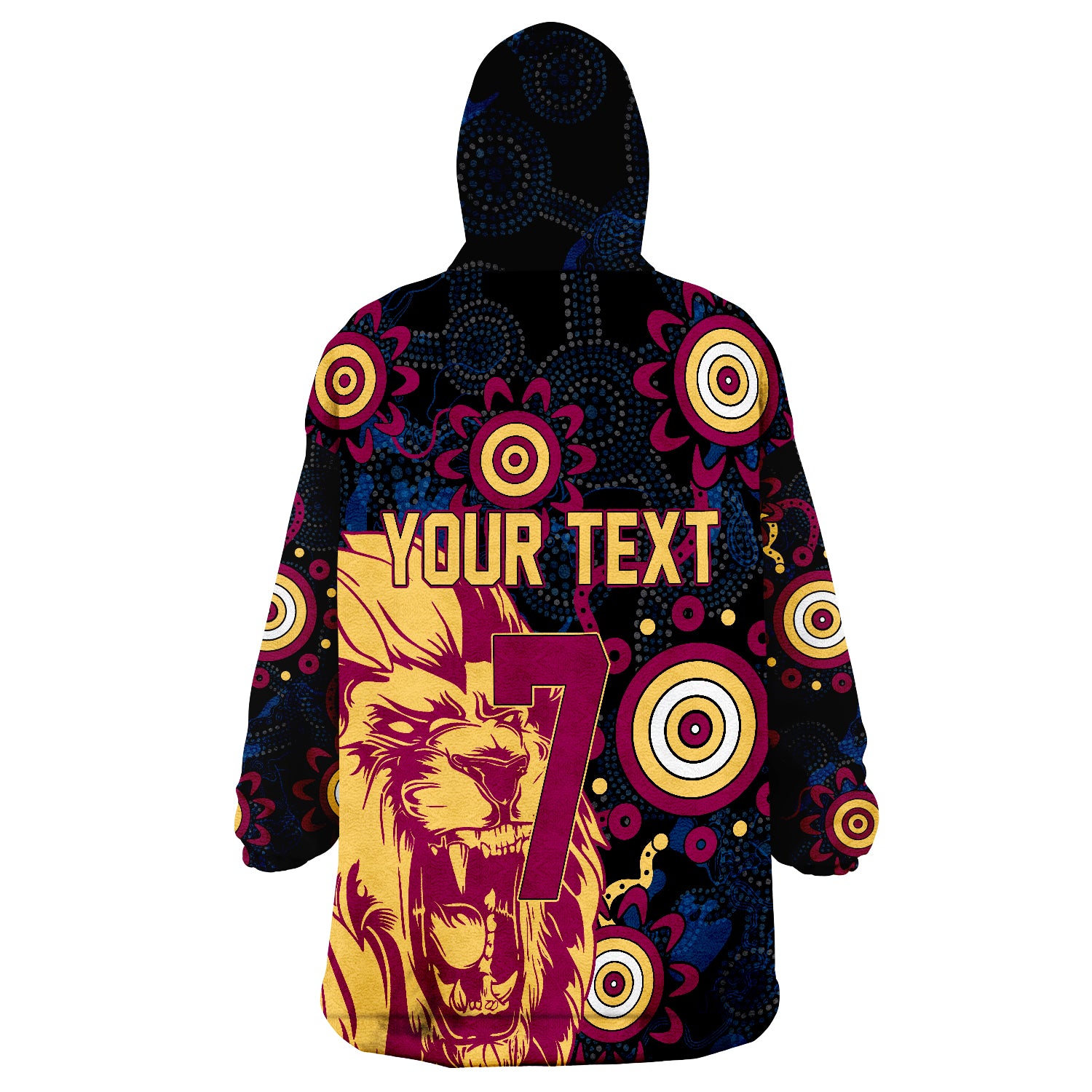 Personalised Brisbane Lions Aboriginal AFL 2022 Grunge Style Wearable Blanket Hoodie - Vibe Hoodie Shop