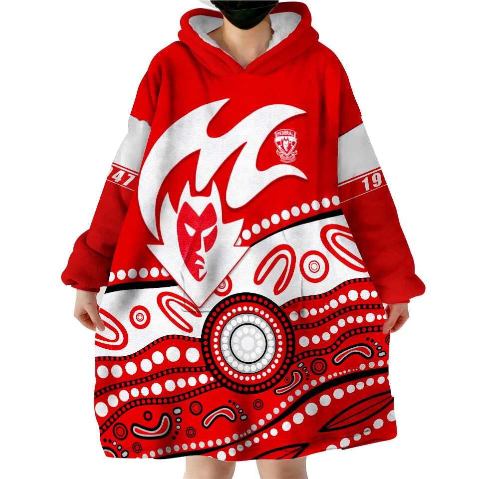 (Custom Personalised) Federal Demons Football Club Indigenous Wearable Blanket Hoodie - Vibe Hoodie Shop