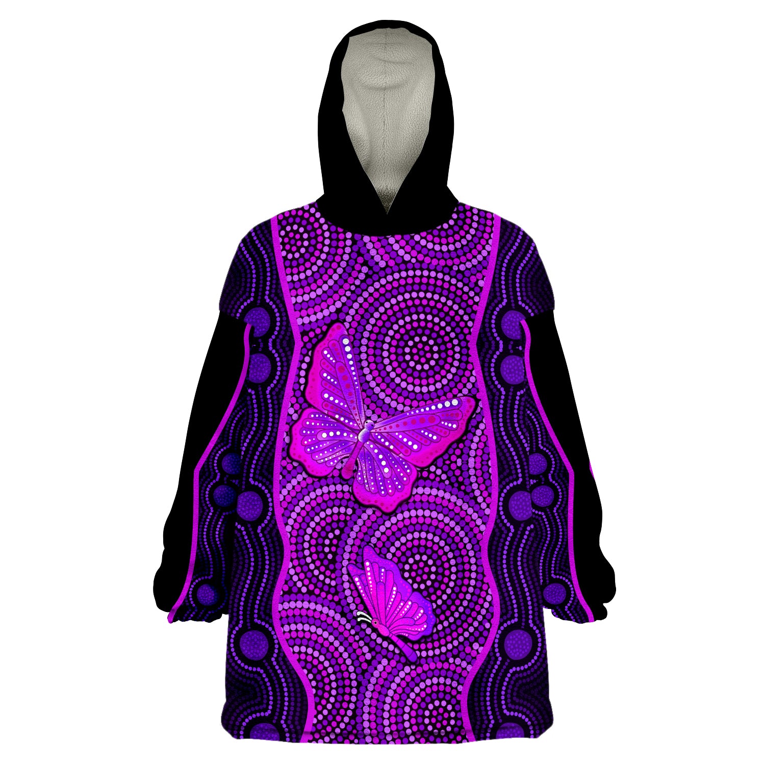 (Custom Personalised) Aboriginal Dot Butterfly Natural Beauty Wearable Blanket Hoodie - Vibe Hoodie Shop