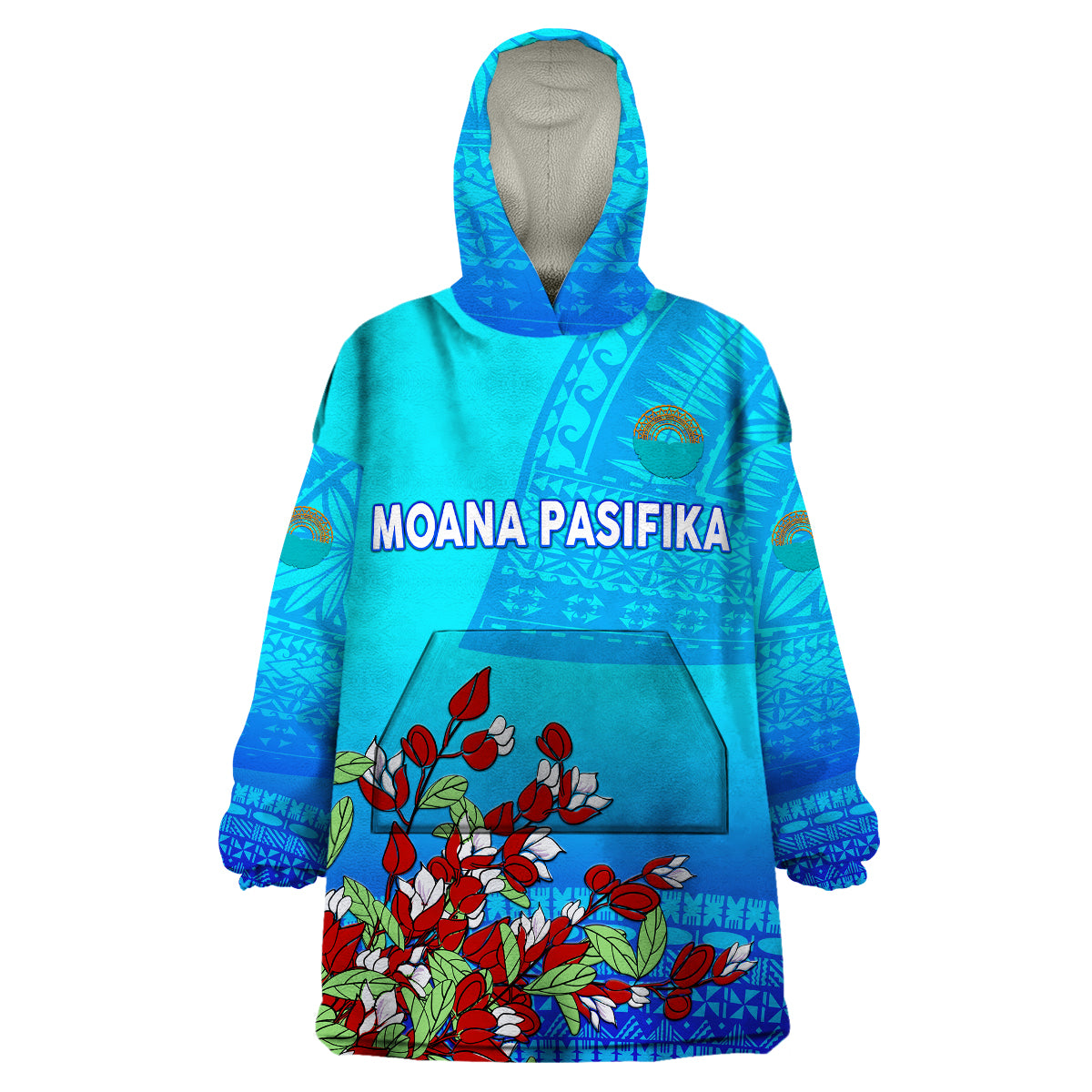 Moana Pasifika Super Rugby Tapa Pacific Island Tagimaucia Flower Wearable Blanket Hoodie - Vibe Hoodie Shop