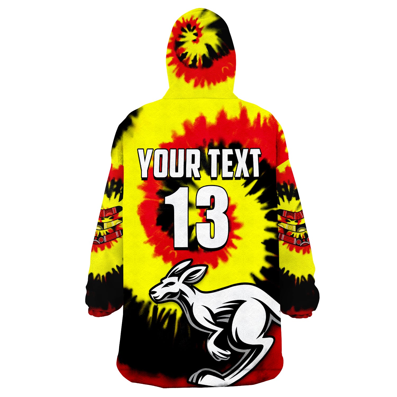 (Custom Text and Number) Australia Aboriginal Colorful Tie Dye Wearable Blanket Hoodie - Vibe Hoodie Shop