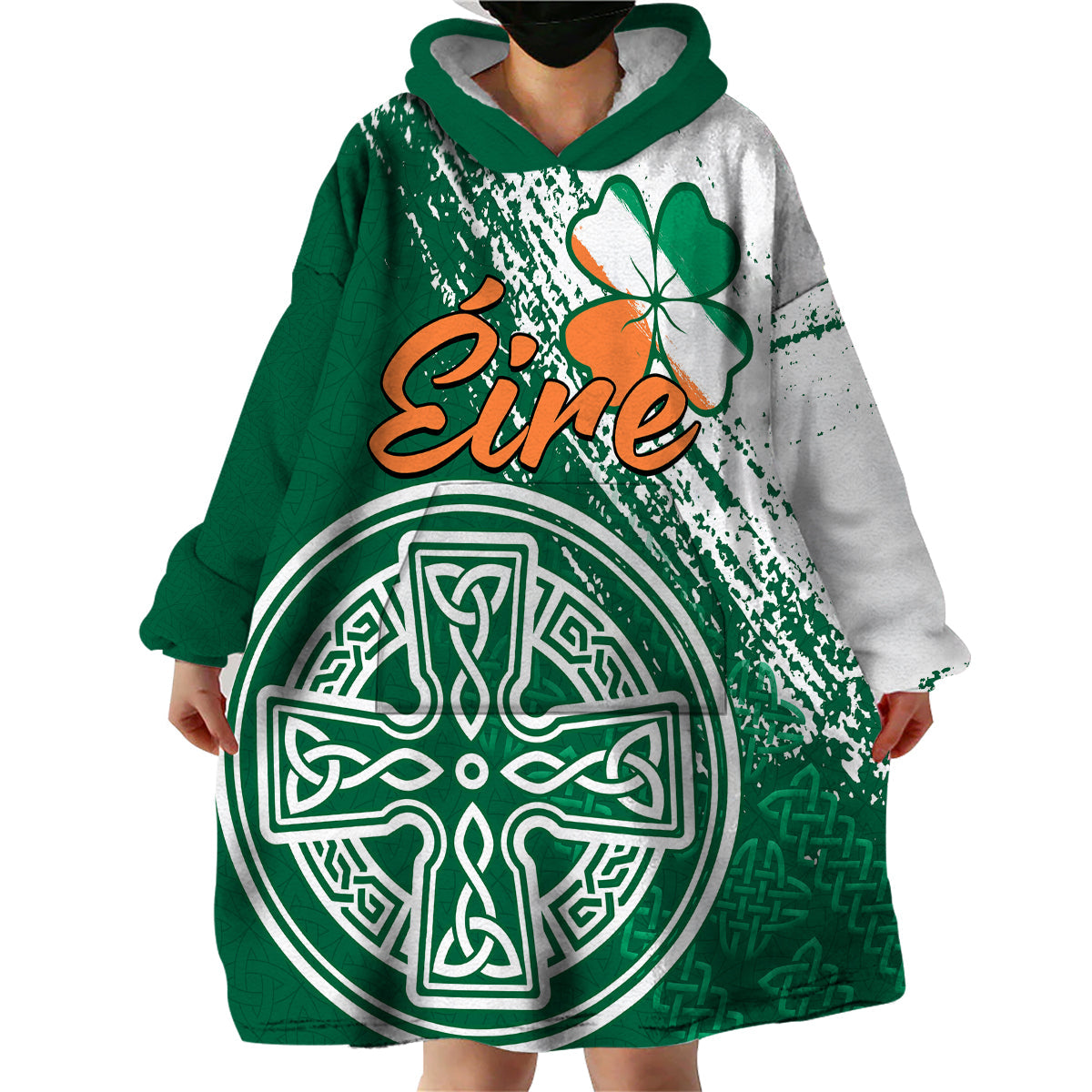 (Custom Personalised) Ireland Celtic Knot Shamrock Wearable Blanket Hoodie - Vibe Hoodie Shop