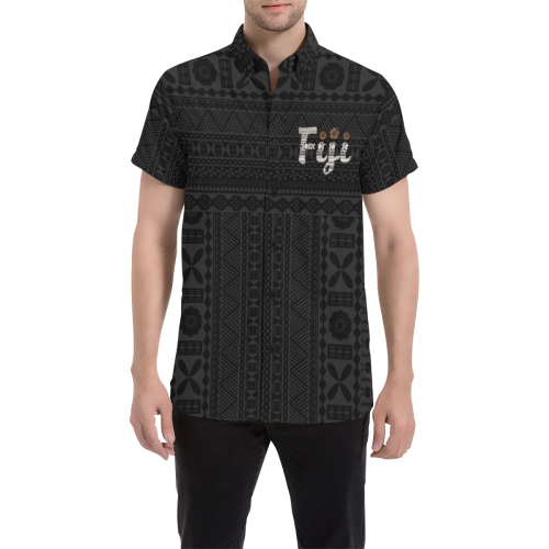 Fiji Tapa Short Sleeve Shirt Black - Vibe Hoodie Shop