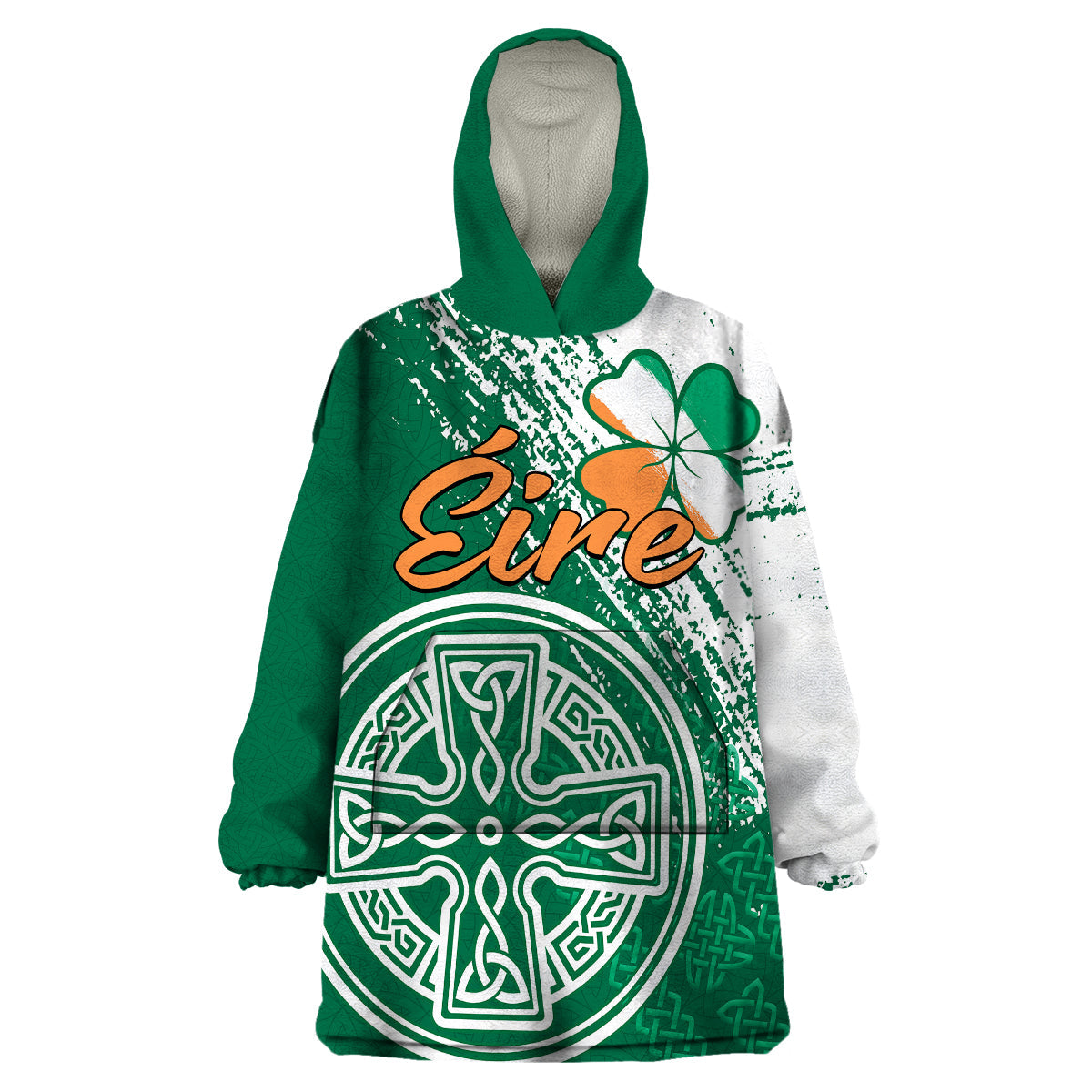 (Custom Personalised) Ireland Celtic Knot Shamrock Wearable Blanket Hoodie - Vibe Hoodie Shop