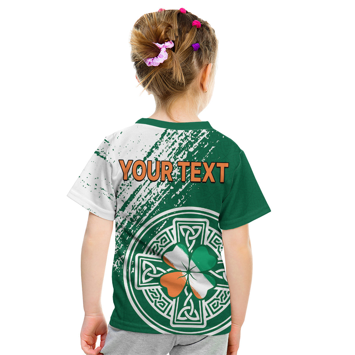 (Custom Personalised) Ireland Celtic Knot Shamrock Kid T Shirt - Vibe Hoodie Shop