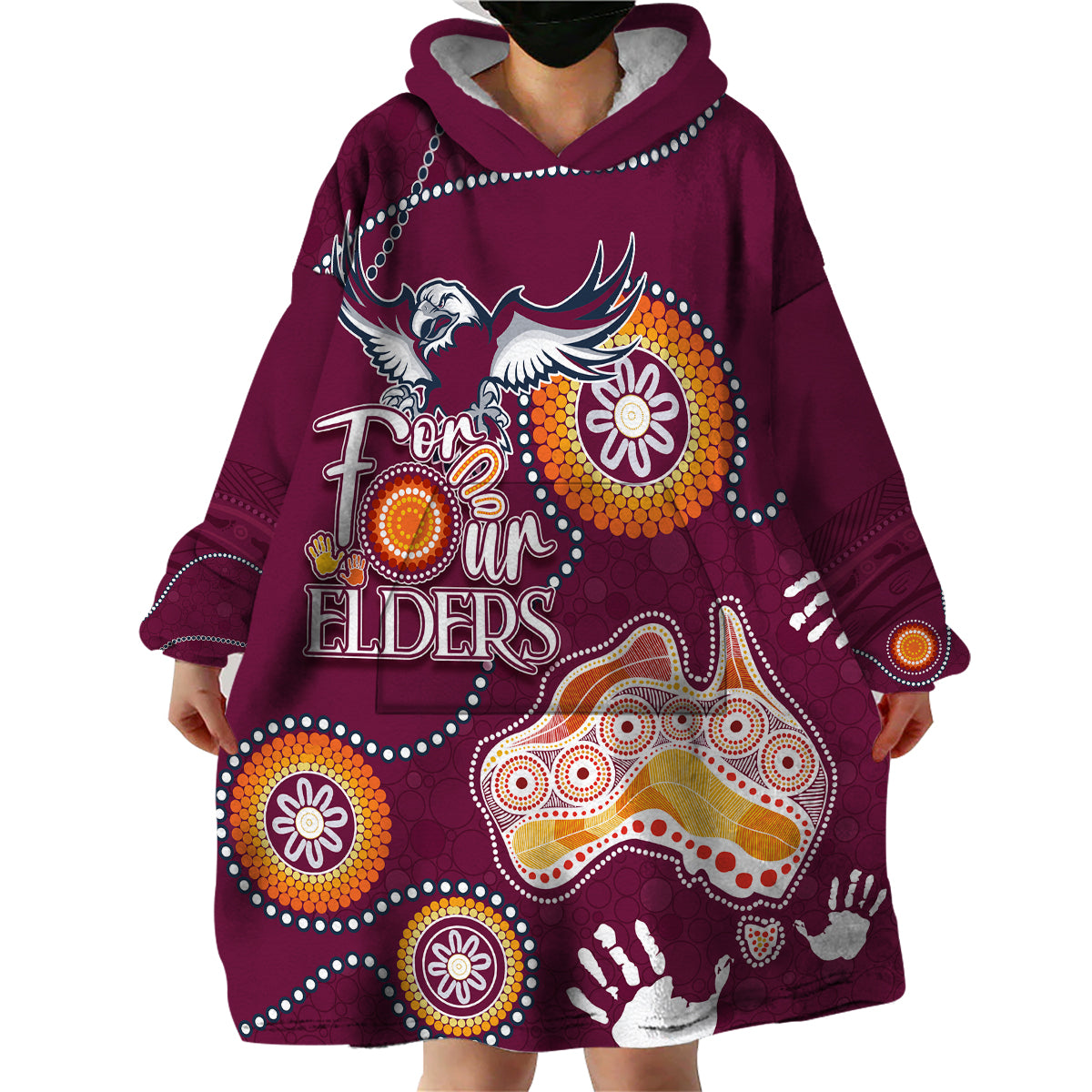 Personalised NAIDOC Week 2023 NRL Sea Eagles For Our Elders Wearable Blanket Hoodie - Vibe Hoodie Shop