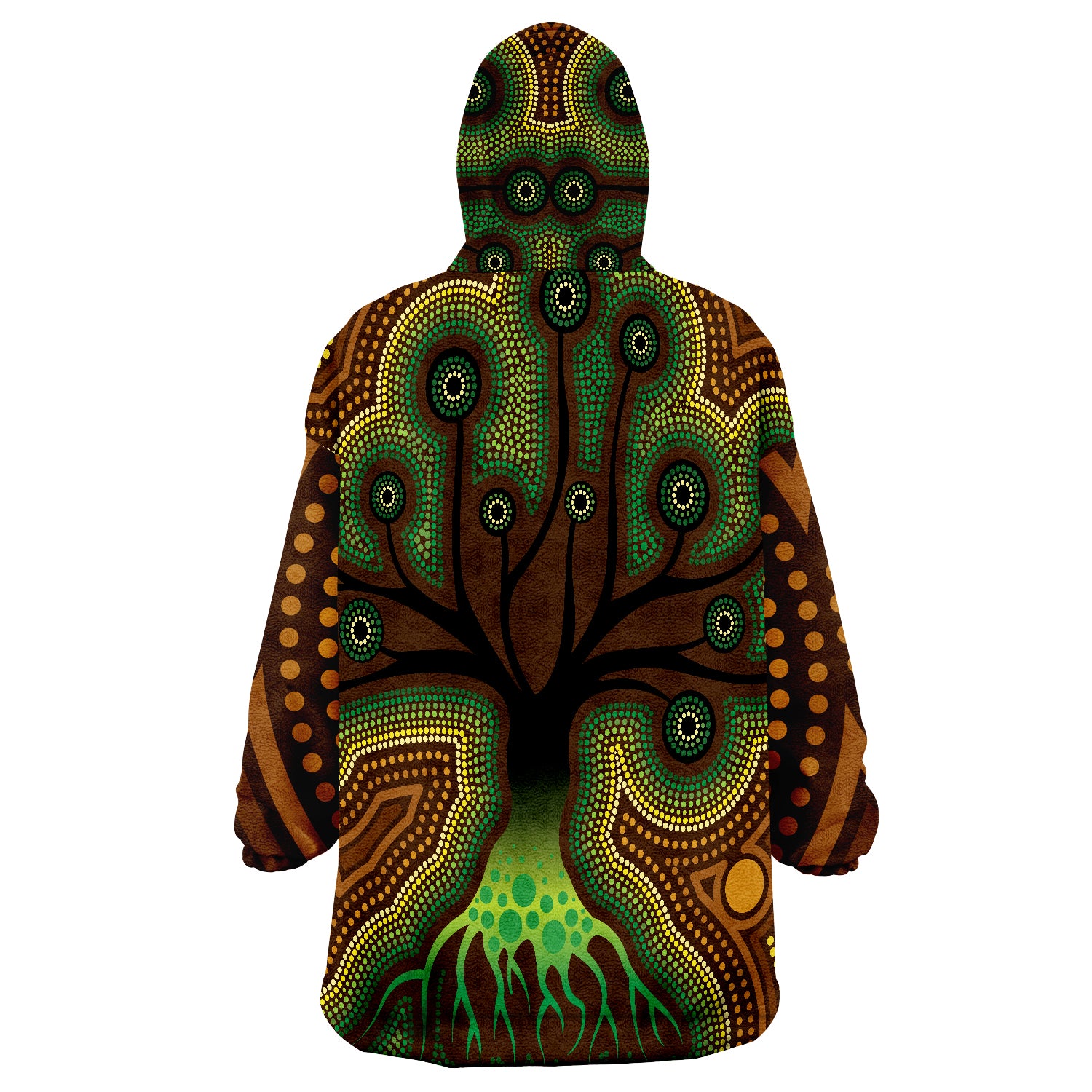 Aboriginal Tree Dot Painting Art Wearable Blanket Hoodie - Vibe Hoodie Shop