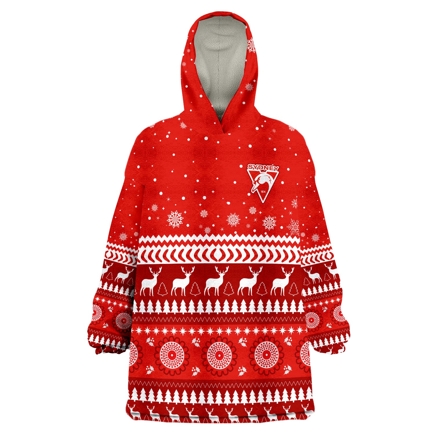(Custom Personalised) Swans Football Christmas Sydney Wearable Blanket Hoodie - Vibe Hoodie Shop