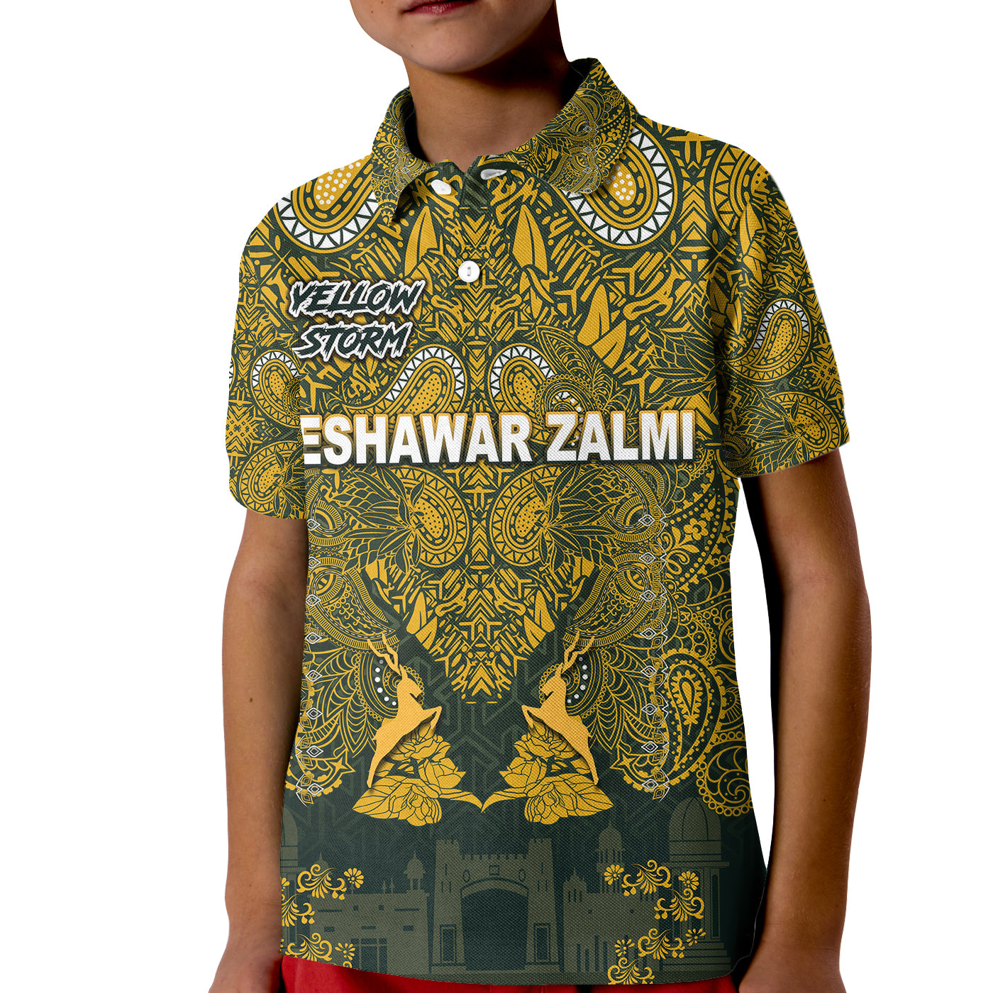 (Custom Personalised) Peshawar Zalmi HBL PSL T20 Cricket Pride Version Kid Polo Shirt - Vibe Hoodie Shop