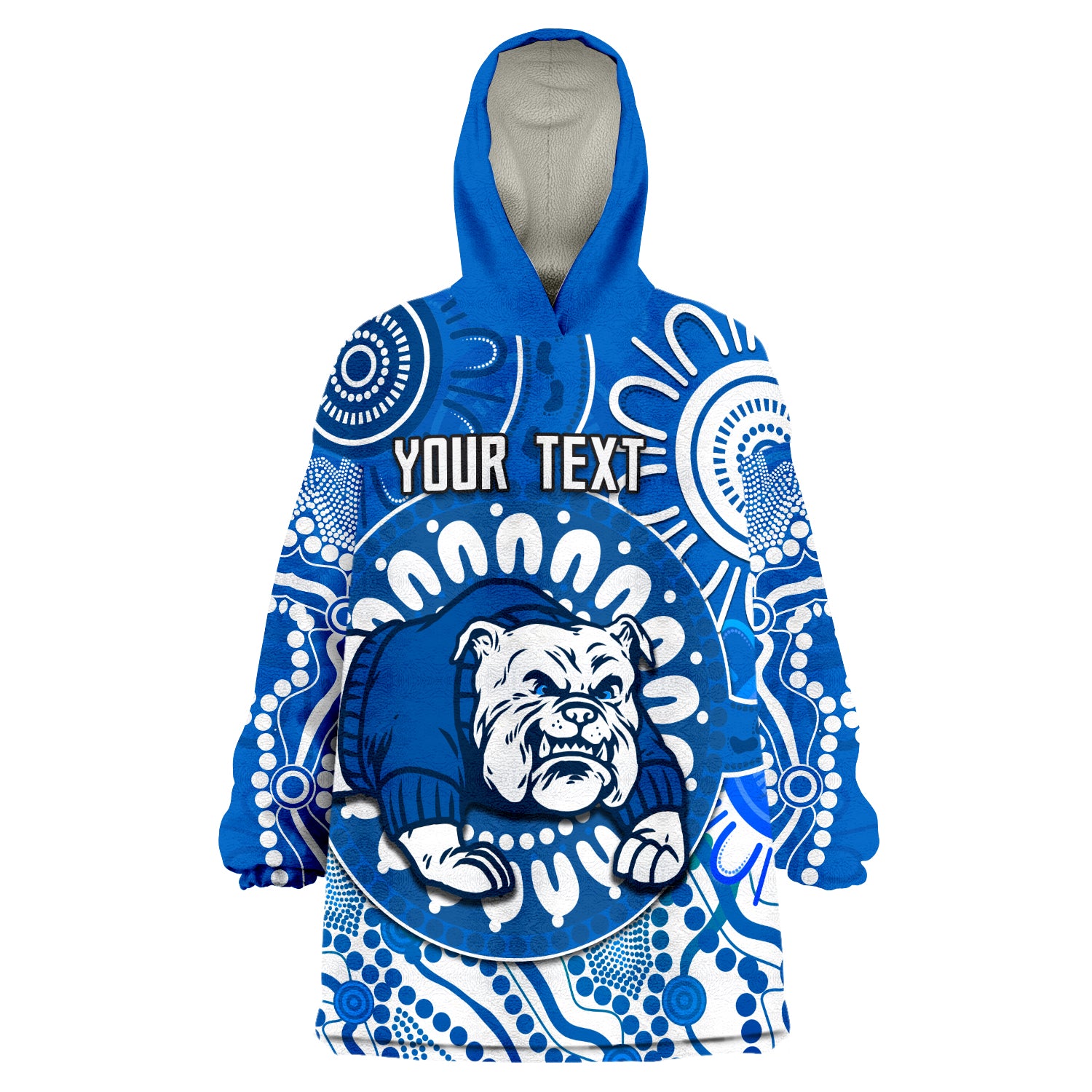 (Custom Personalised) Bulldogs Indigenous Wearable Blanket Hoodie - Vibe Hoodie Shop