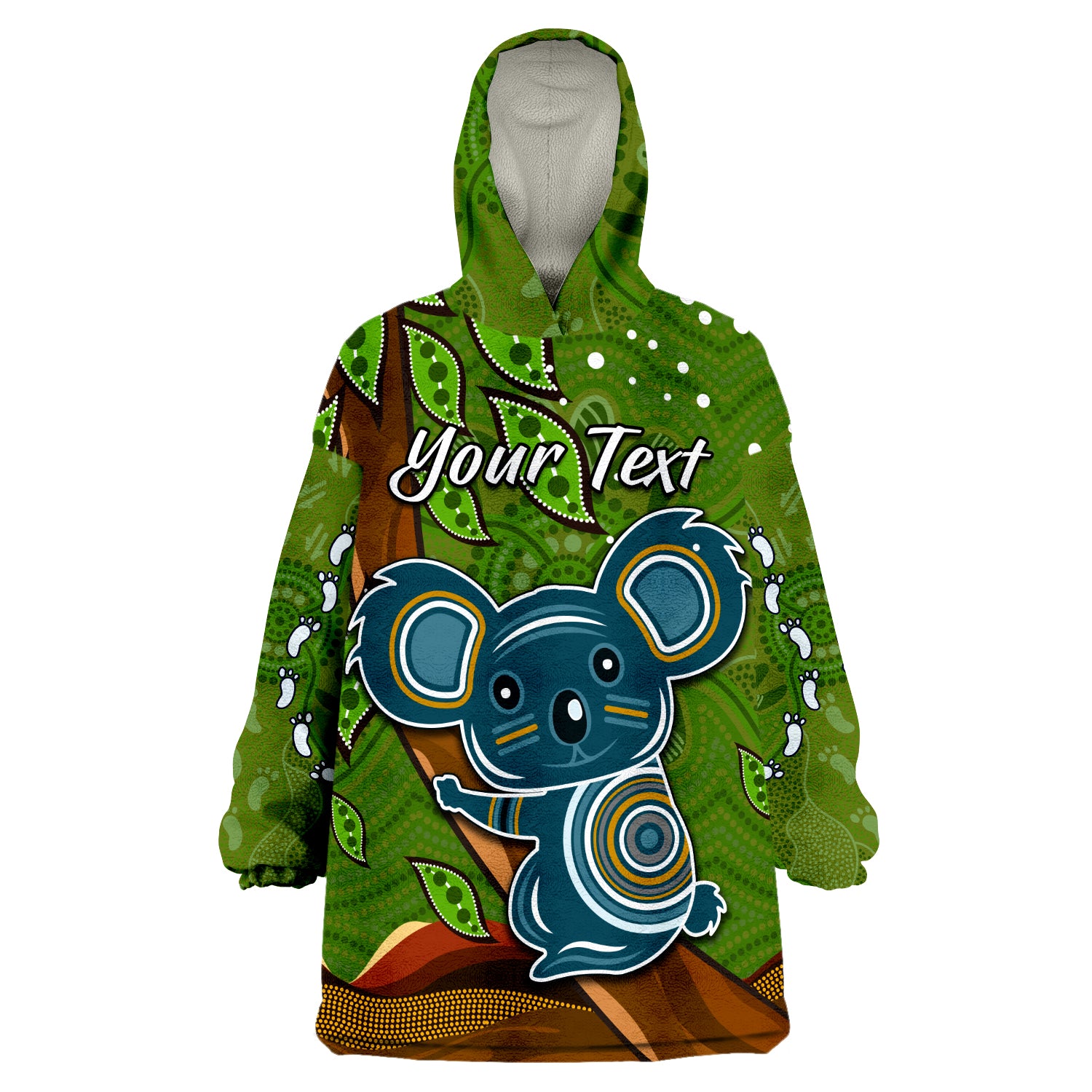 (Custom Personalised) Koala Climbing Tree Aboriginal Aussie Wearable Blanket Hoodie - Vibe Hoodie Shop