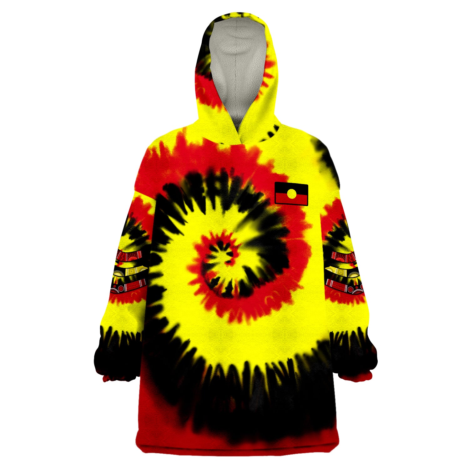 (Custom Text and Number) Australia Aboriginal Colorful Tie Dye Wearable Blanket Hoodie - Vibe Hoodie Shop