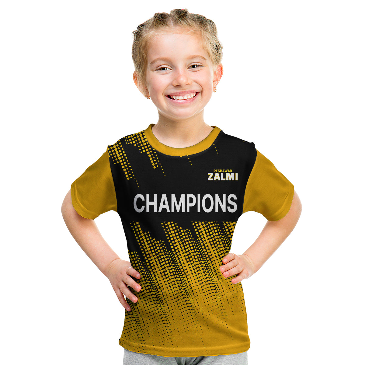 (Custom Personalised) Pakistan Cricket 2023 Champions Peshawar Zalmi Kid T Shirt - Vibe Hoodie Shop