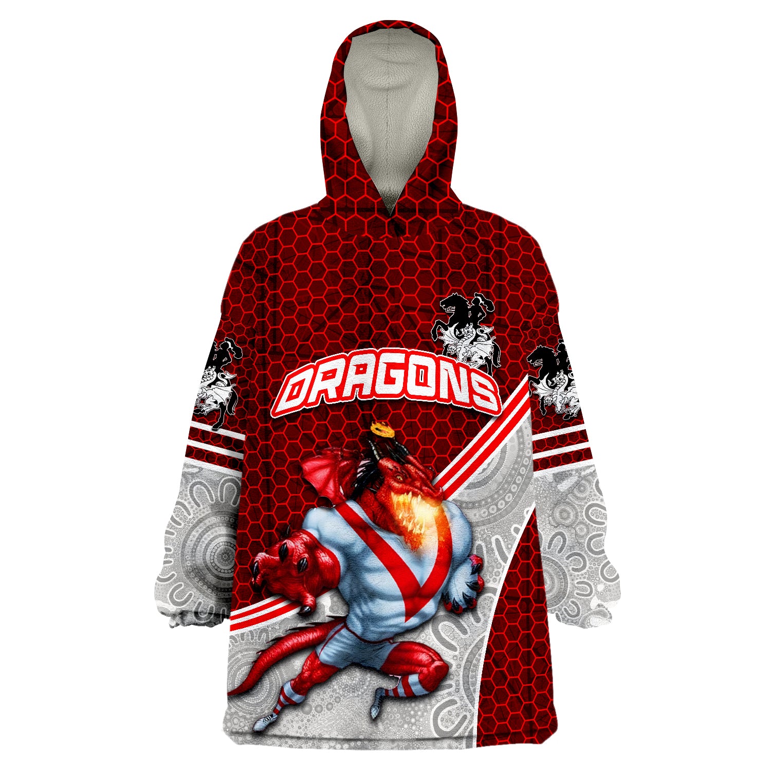 Dragons Rugby Mix Aboriginal Simple Wearable Blanket Hoodie - Vibe Hoodie Shop