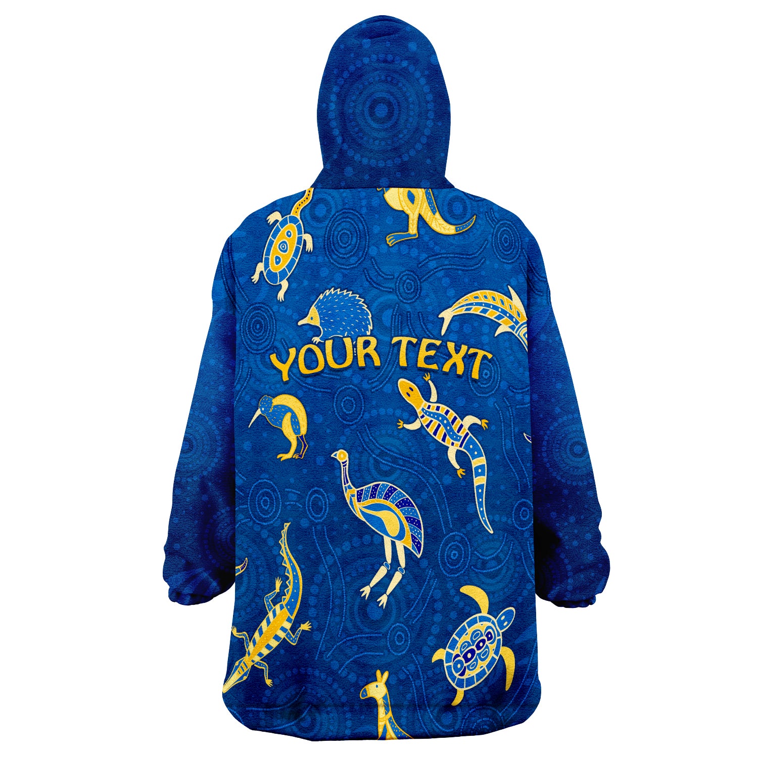 (Custom Personalised) Aboriginal Art Animals Australia Version Blue Wearable Blanket Hoodie - Vibe Hoodie Shop