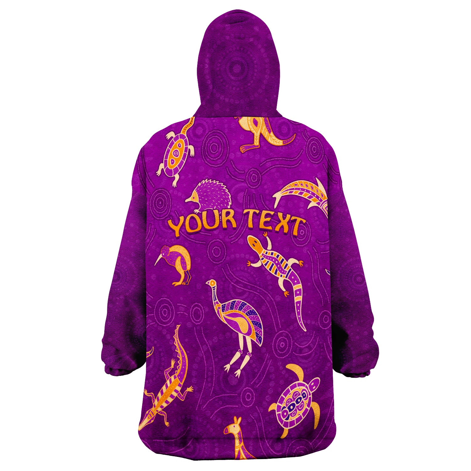 (Custom Personalised) Aboriginal Art Animals Australia Version Purple Wearable Blanket Hoodie - Vibe Hoodie Shop