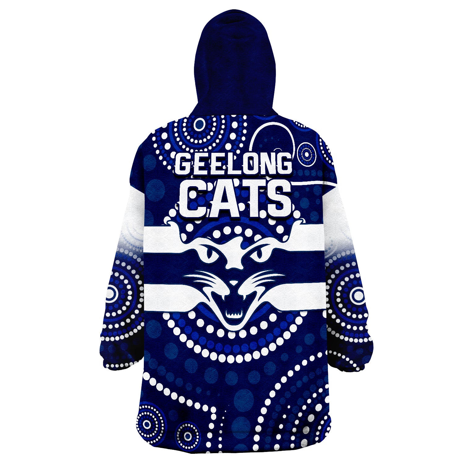 Cats Football Aboriginal Australian Premiers 2022 Proud Geelong Cartoon Wearable Blanket Hoodie - Vibe Hoodie Shop