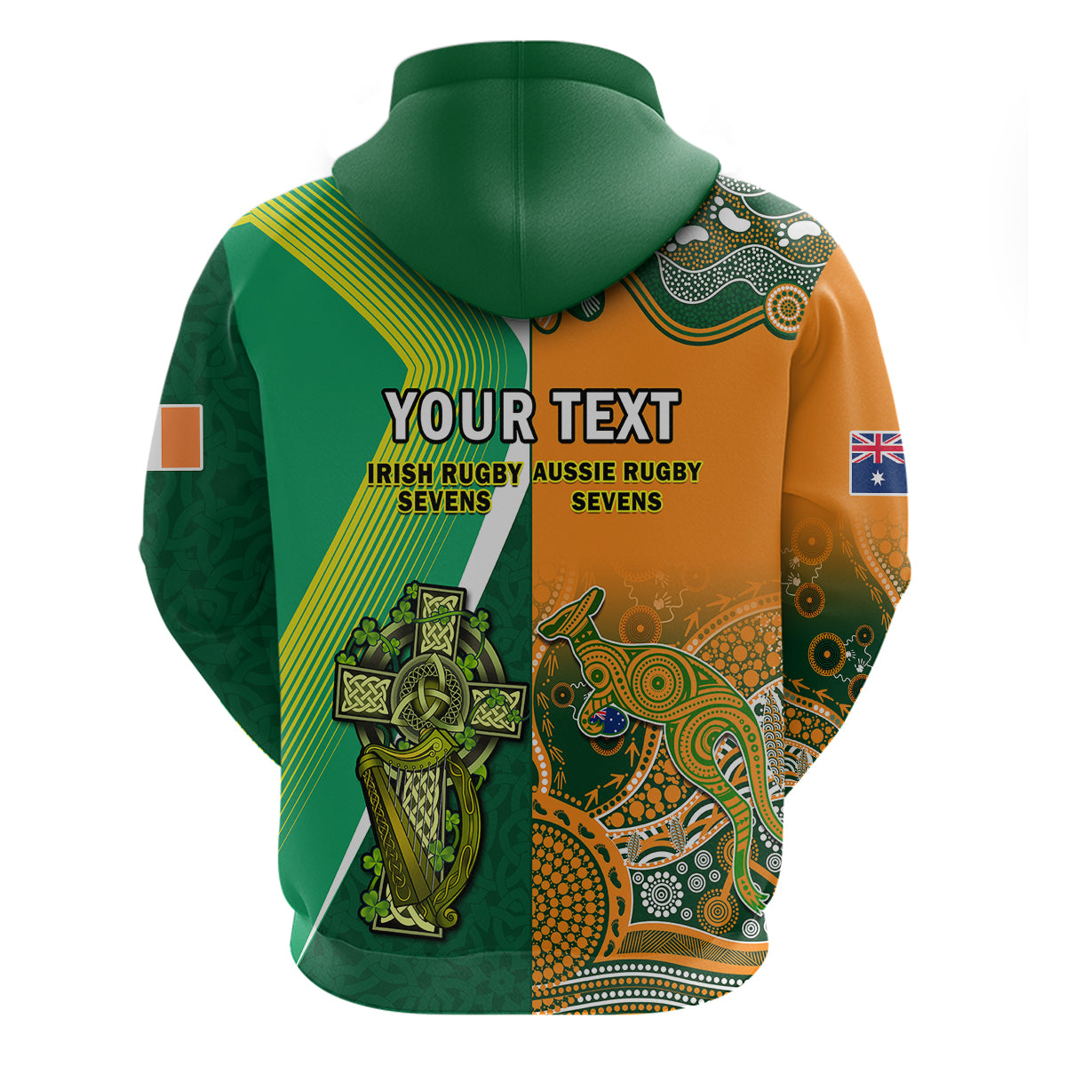 (Custom Personalised) Ireland and Australia Rugby Sevens Irish Sevens Mix Aussie Sevens Hoodie - Vibe Hoodie Shop