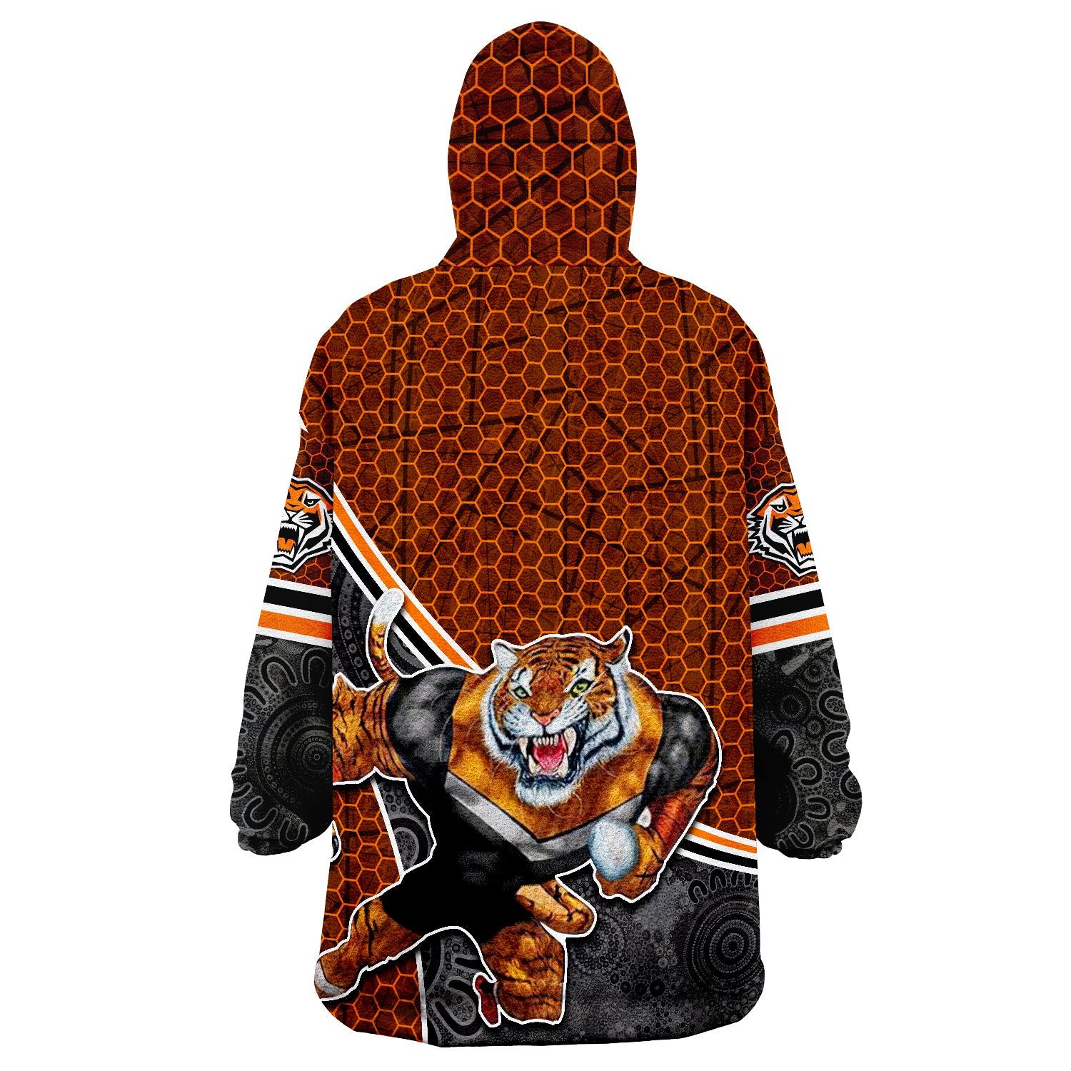 Tigers Rugby Mix Aboriginal Simple Wearable Blanket Hoodie - Vibe Hoodie Shop