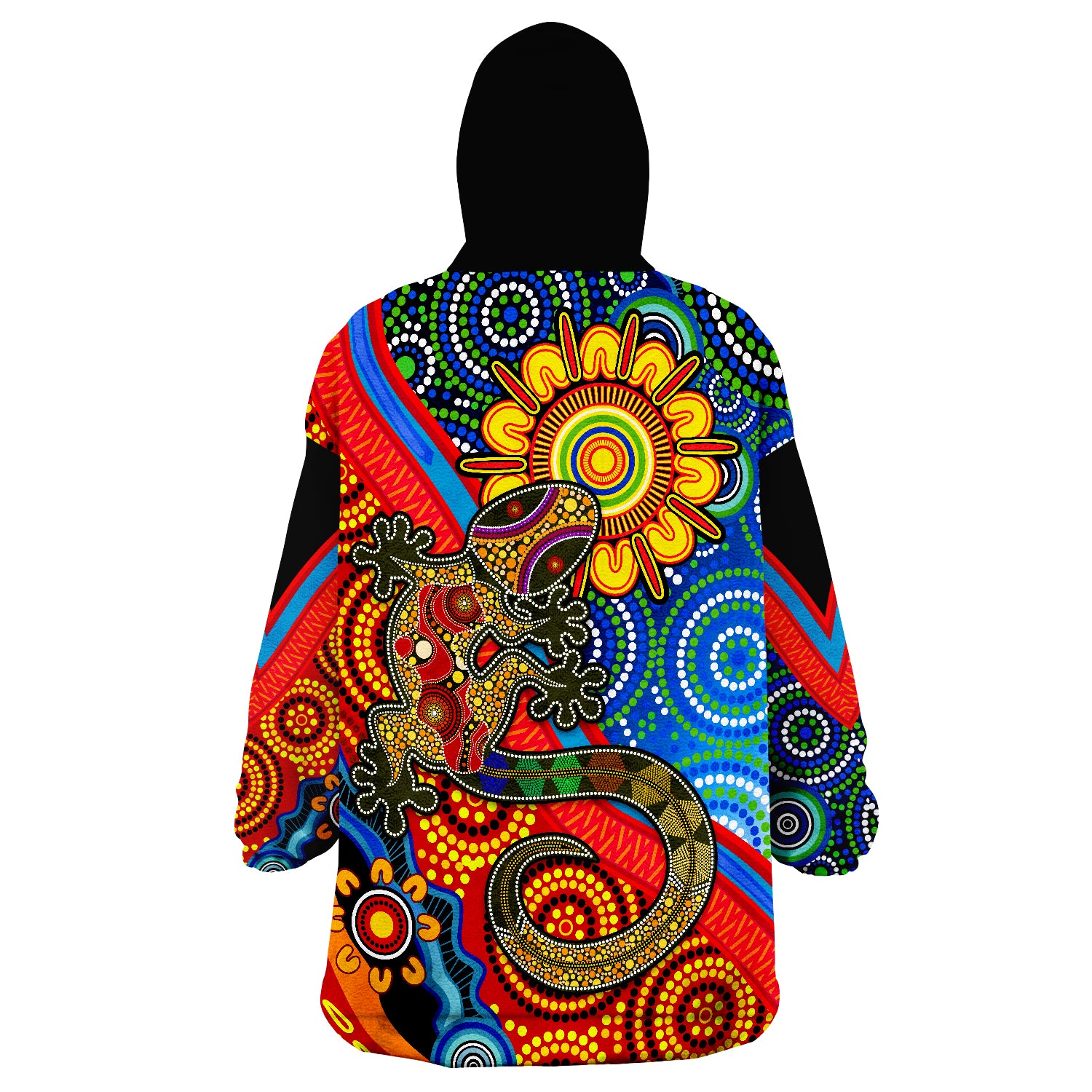 Australia Lizard and Sun Aboriginal Art Speical Wearable Blanket Hoodie - Vibe Hoodie Shop