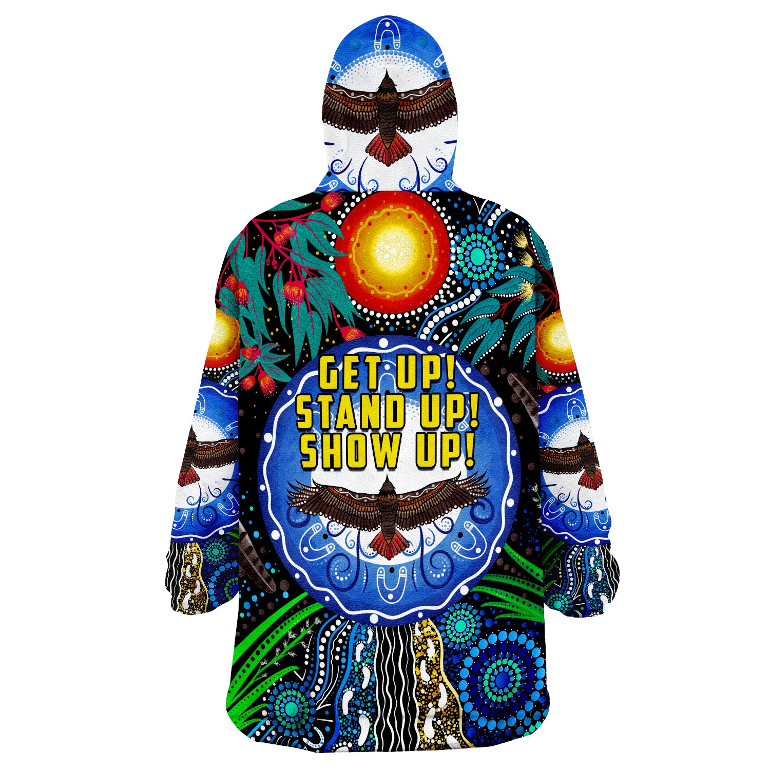 (Custom Personalised) NAIDOC 2022 Get Up Stand Up Show Up Wearable Blanket Hoodie - Vibe Hoodie Shop