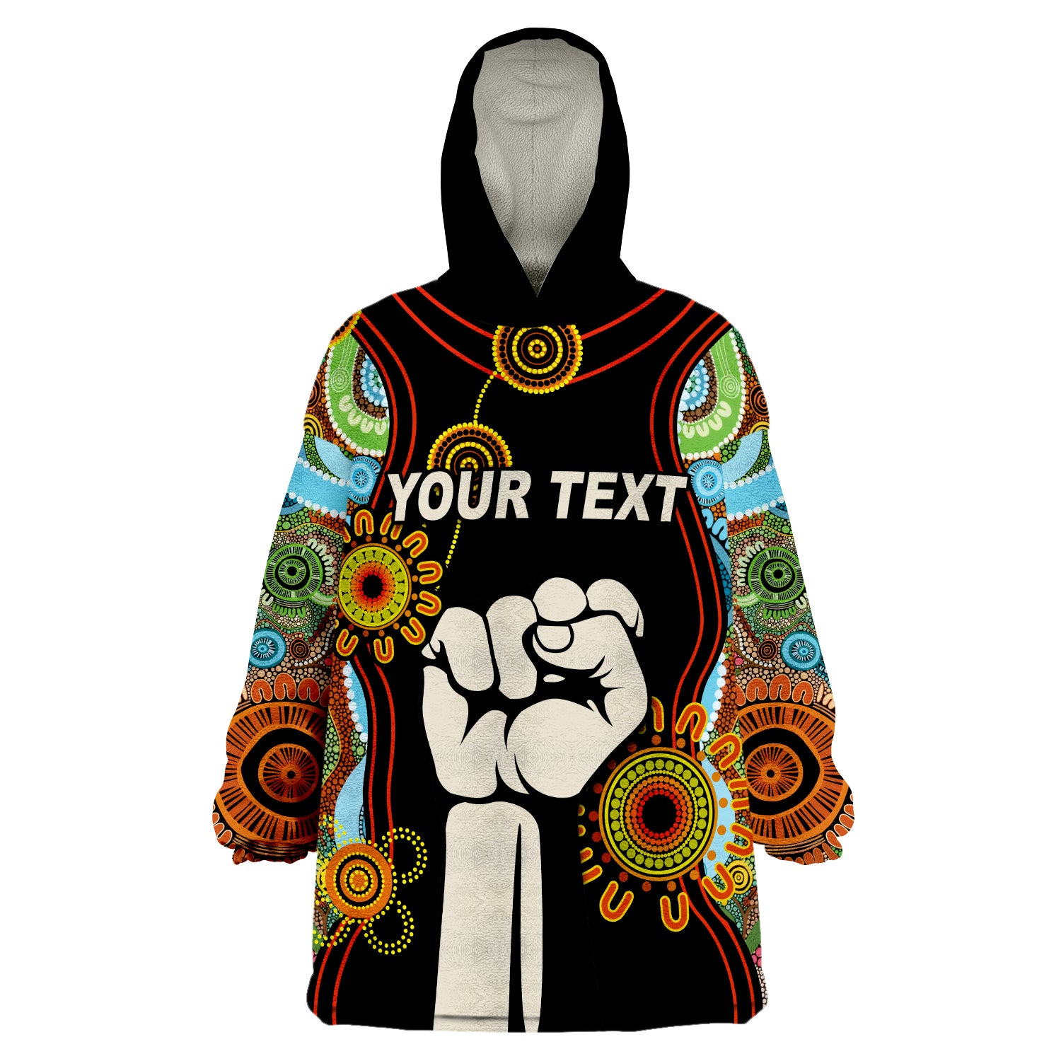 (Custom Personalised) NAIDOC 2022 Proud History of Getting Up Standing Up and Showing Up Wearable Blanket Hoodie - Vibe Hoodie Shop