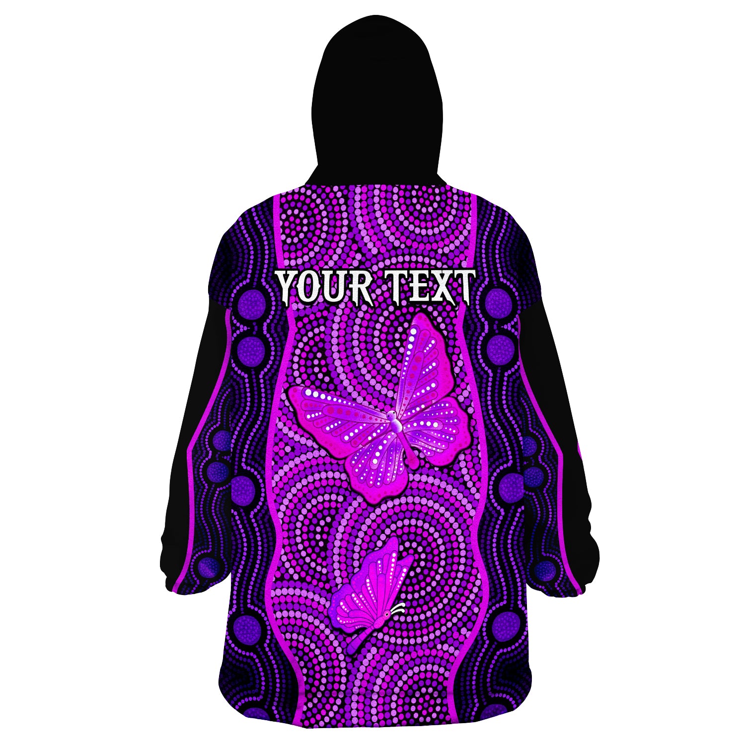 (Custom Personalised) Aboriginal Dot Butterfly Natural Beauty Wearable Blanket Hoodie - Vibe Hoodie Shop