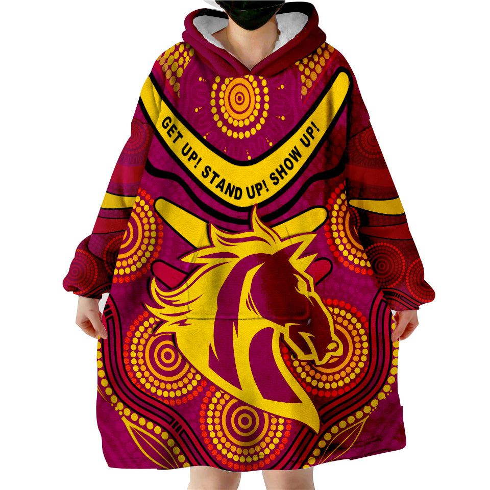 (Custom Personalised) Broncos NAIDOC Week 2022 Aboriginal Get Up Wearable Blanket Hoodie - Vibe Hoodie Shop