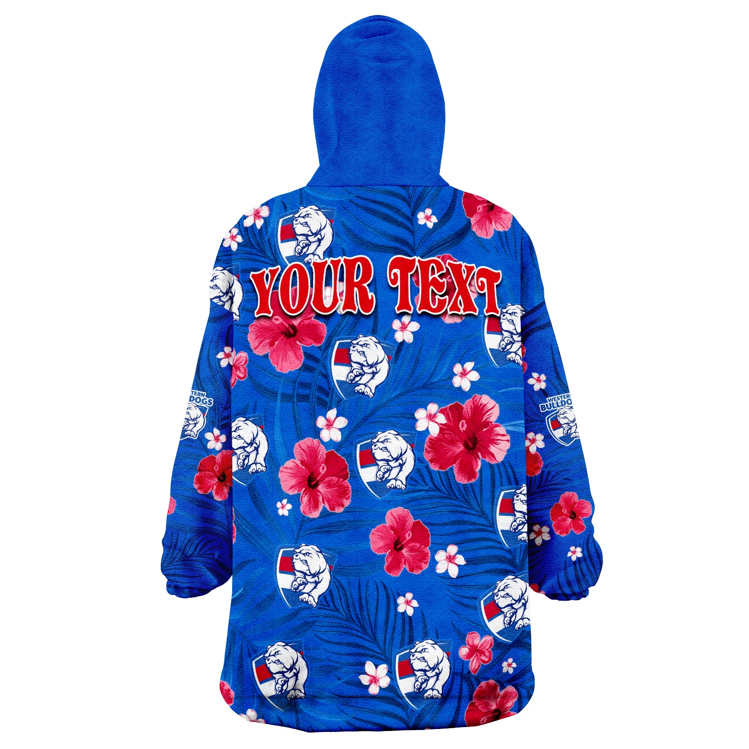 (Custom Personalised) Bulldogs Football Western Premiers Tropical Flowers Simple Wearable Blanket Hoodie - Vibe Hoodie Shop