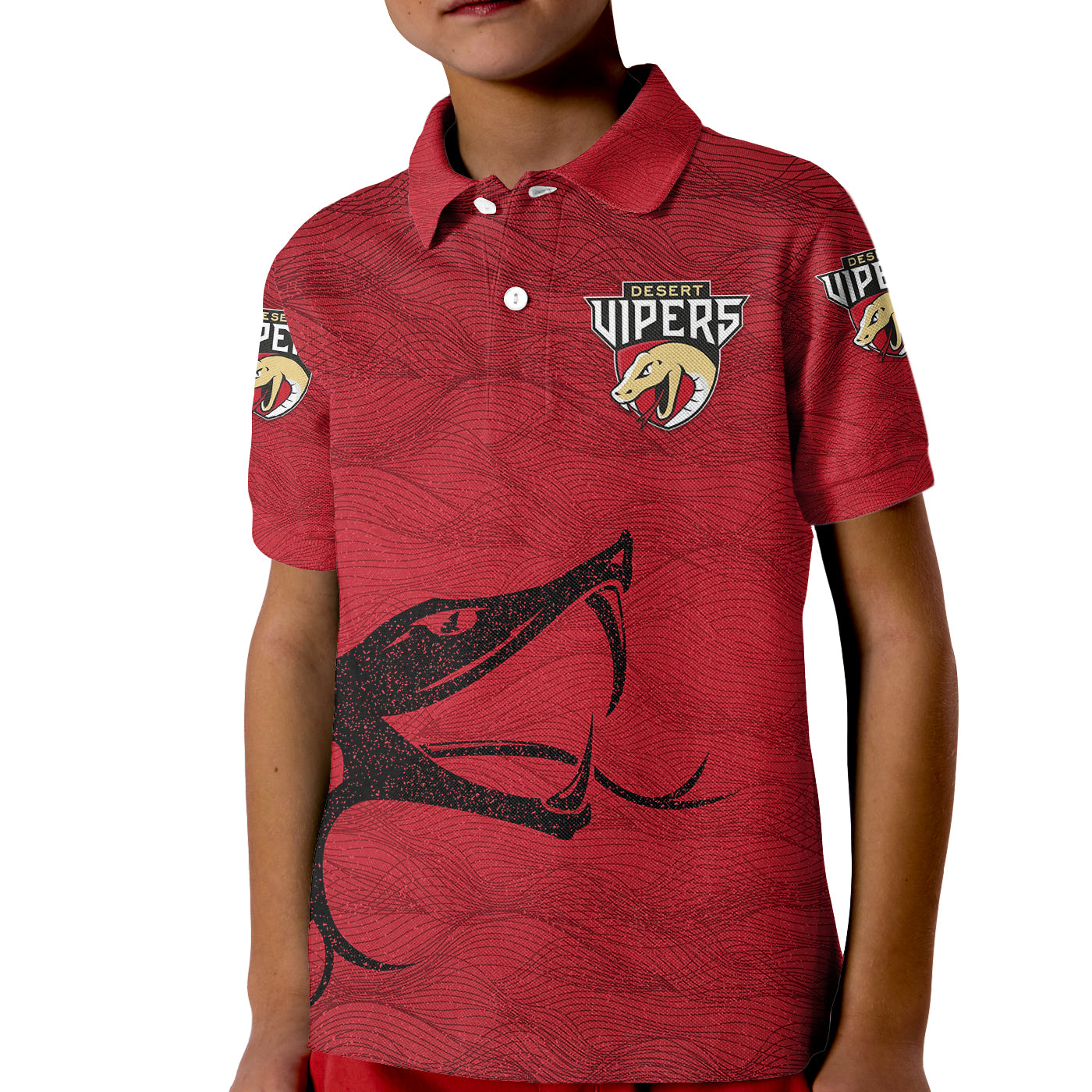 (Custom Personalised) Desert Vipers ILT20 Cricket Original Style Kid Polo Shirt - Vibe Hoodie Shop