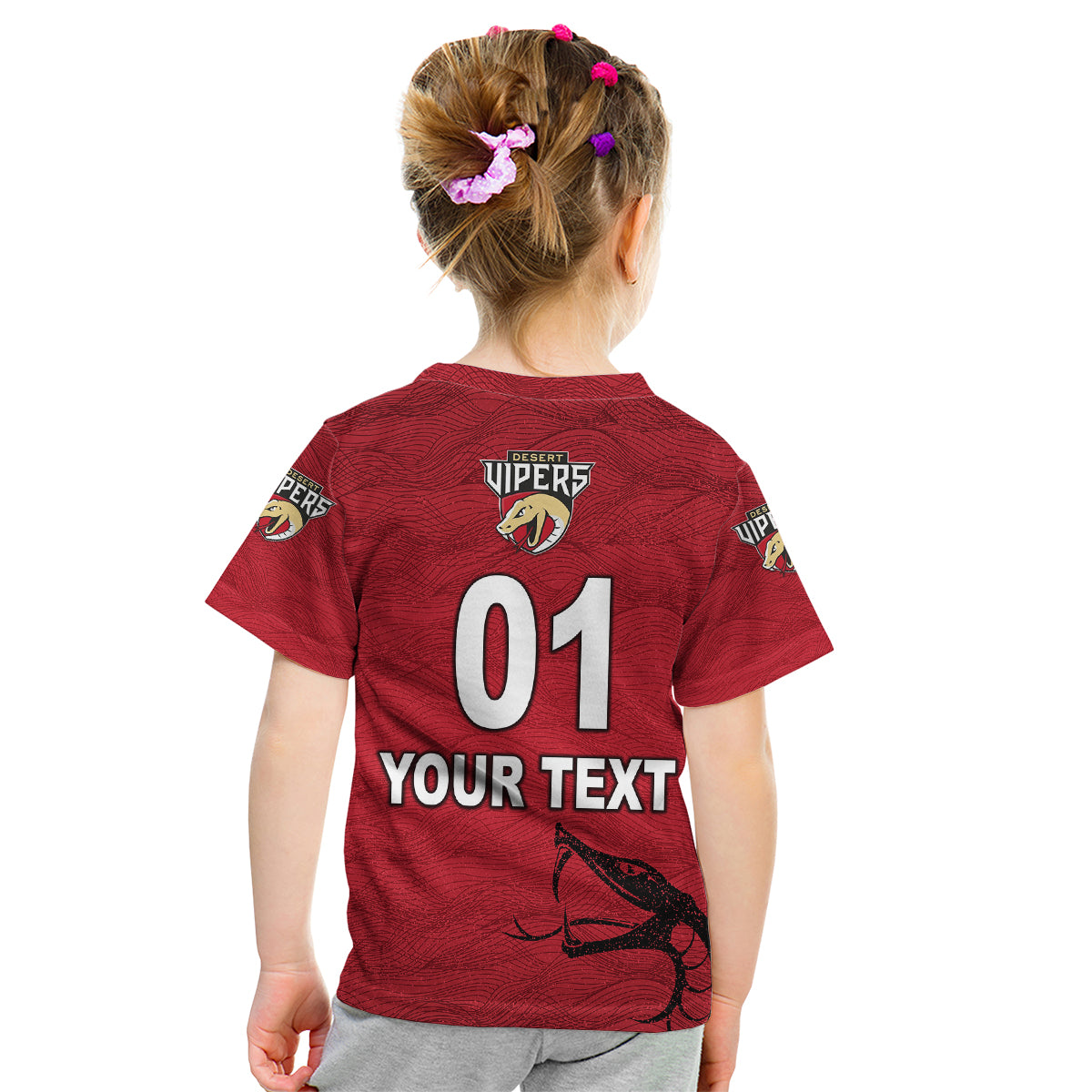 (Custom Personalised) Desert Vipers ILT20 Cricket Original Style Kid T Shirt - Vibe Hoodie Shop