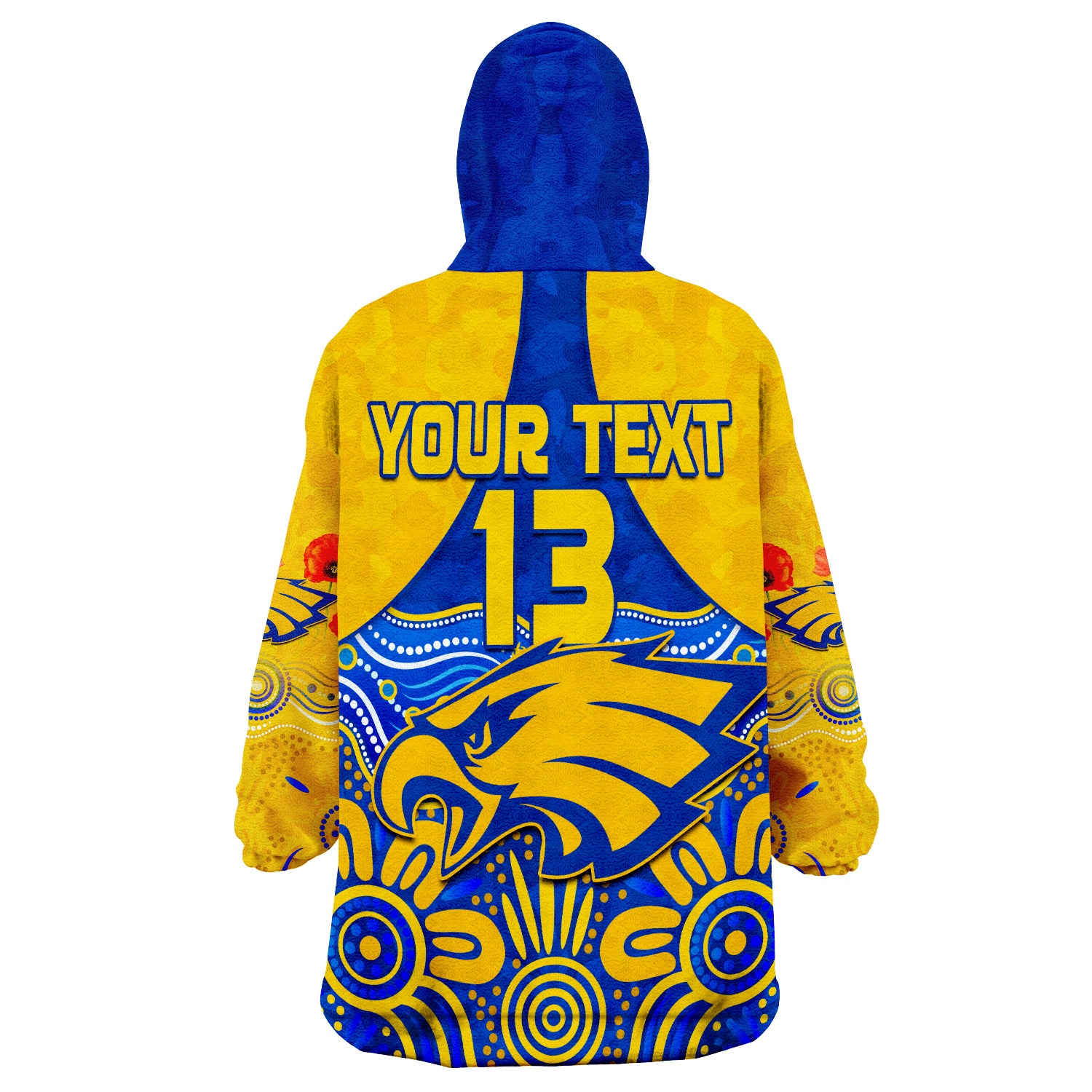 (Custom Text and Number) Eagles ANZAC 2022 West Coast Aboriginal Remember Them Wearable Blanket Hoodie - Vibe Hoodie Shop