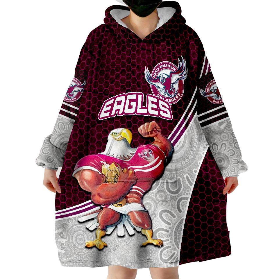 Eagles Rugby Mix Aboriginal Simple Wearable Blanket Hoodie - Vibe Hoodie Shop