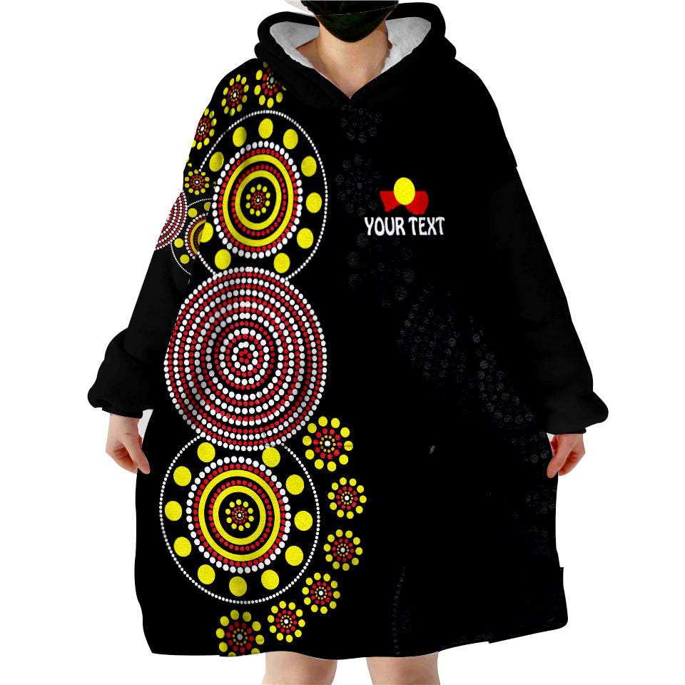 (Custom Personalised) NAIDOC Week 2022 Version Aboriginal Dot GET UP Wearable Blanket Hoodie - Vibe Hoodie Shop