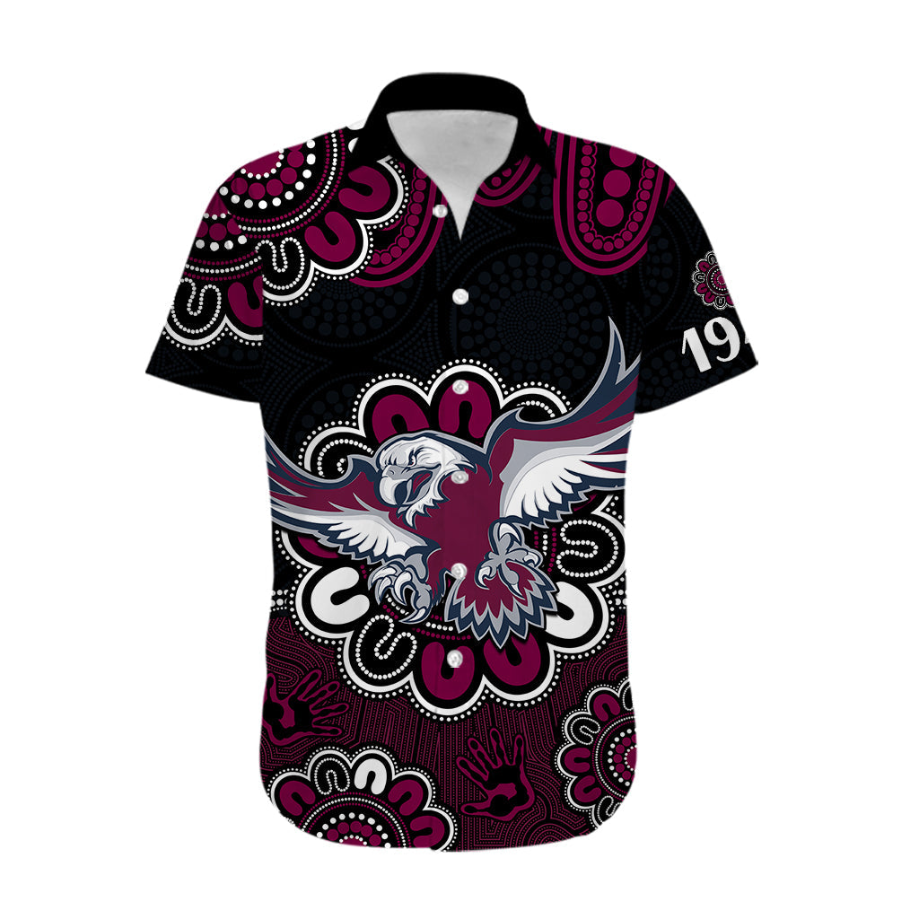 (Custom Personalised) NRL Manly Warringah Sea Eagles Rugby 1946 Aboriginal Hawaiian Shirt - Vibe Hoodie Shop