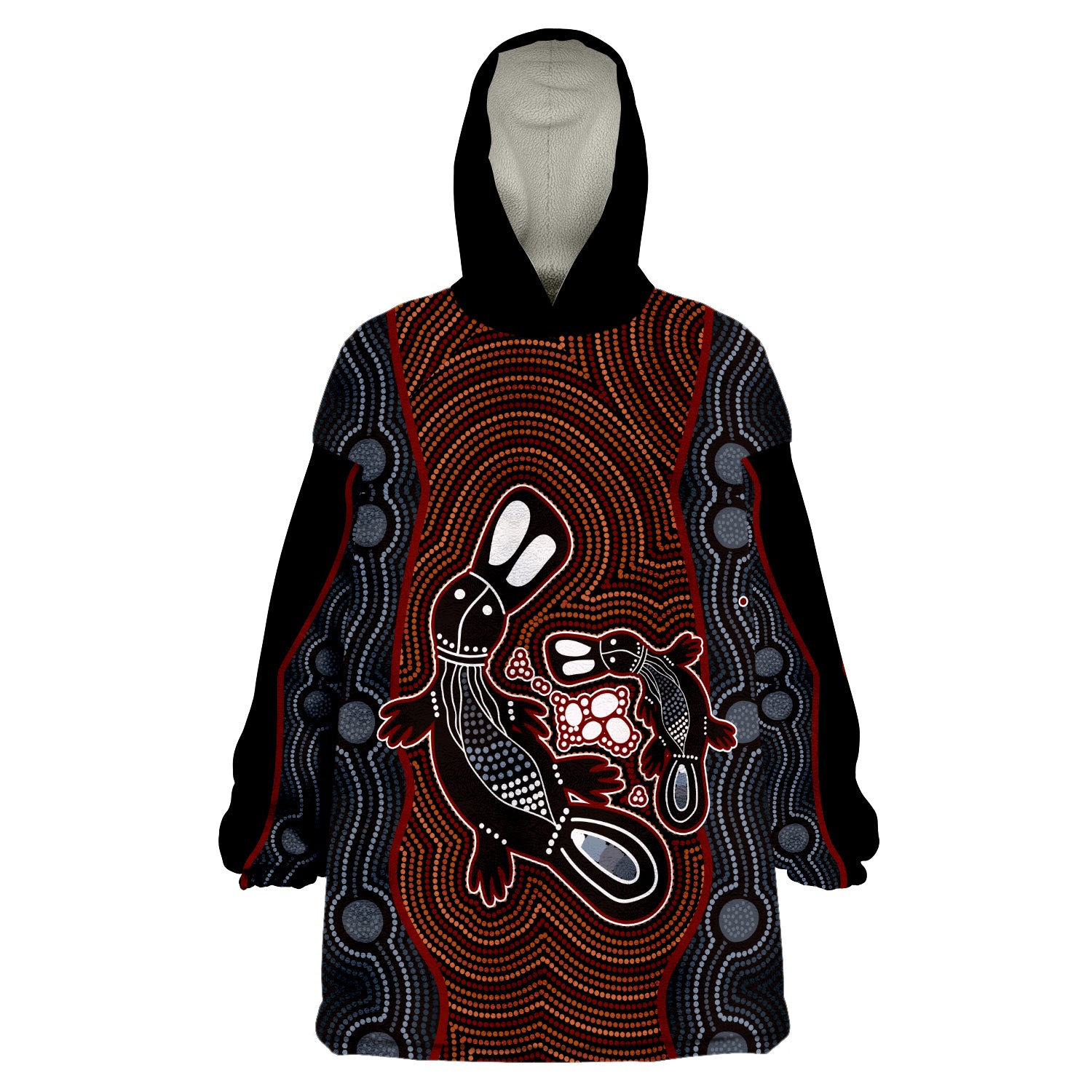 (Custom Personalised) Aboriginal Dot Platypus Victory Wearable Blanket Hoodie - Vibe Hoodie Shop