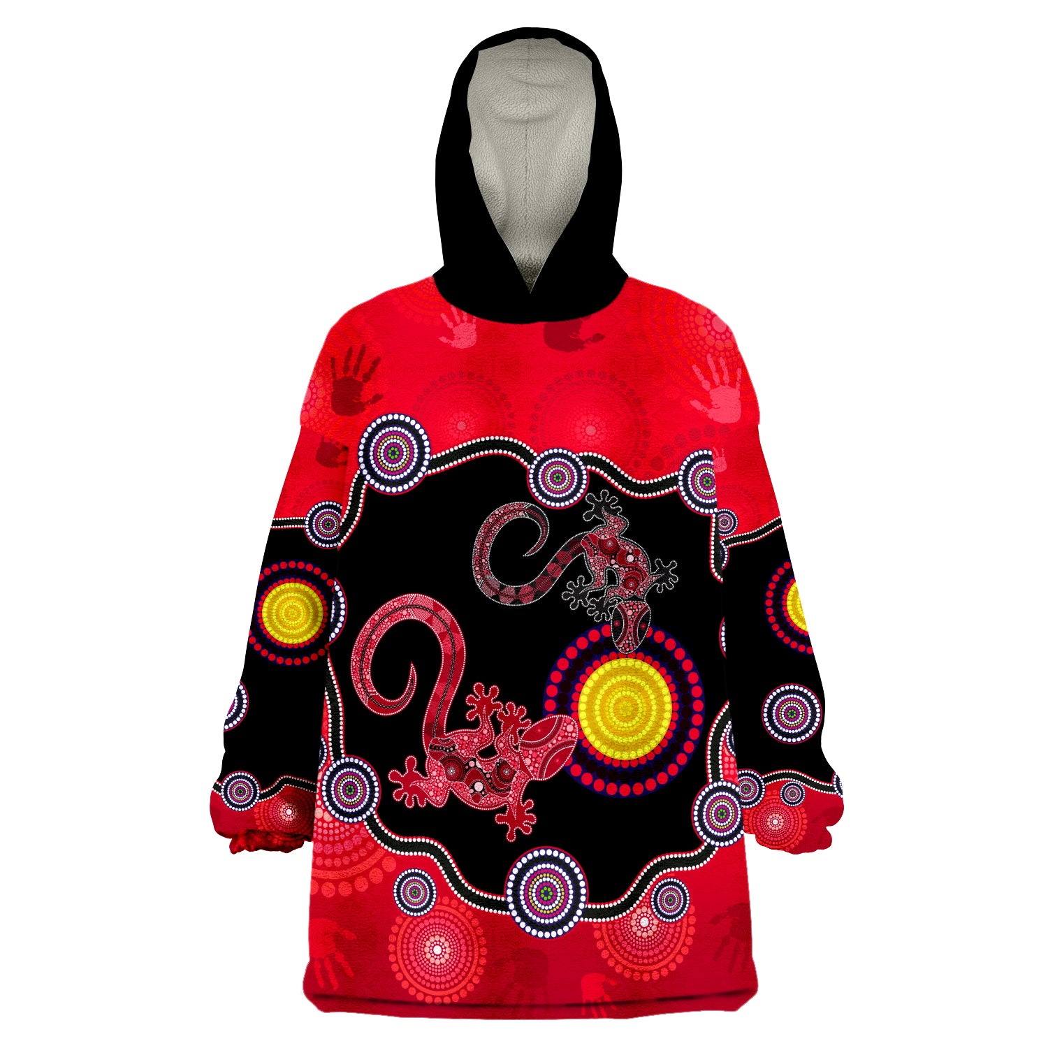 (Custom Personalised) Aboriginal Lizard  Attracted Australia Version Red Wearable Blanket Hoodie - Vibe Hoodie Shop