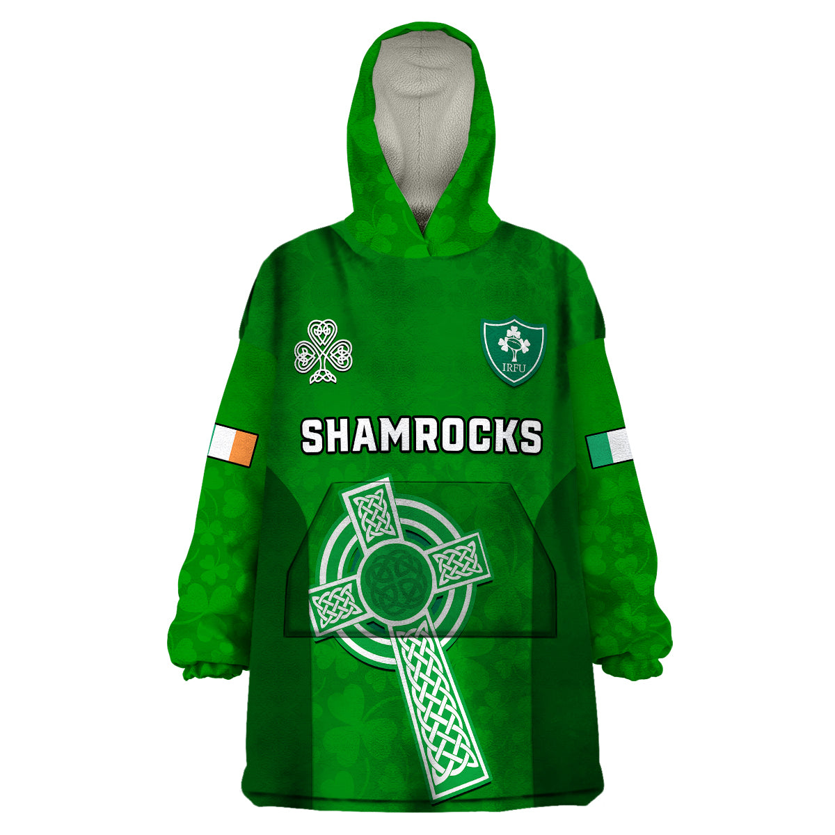 Ireland Rugby Go Shamrocks Wearable Blanket Hoodie - Vibe Hoodie Shop