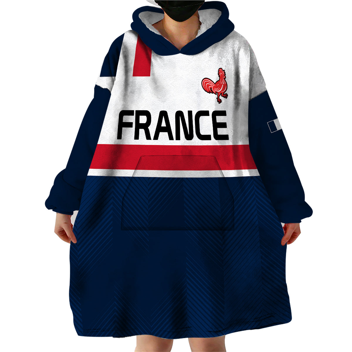 (Custom Personalised) France Rugby 7s Le XV de France Wearable Blanket Hoodie - Vibe Hoodie Shop