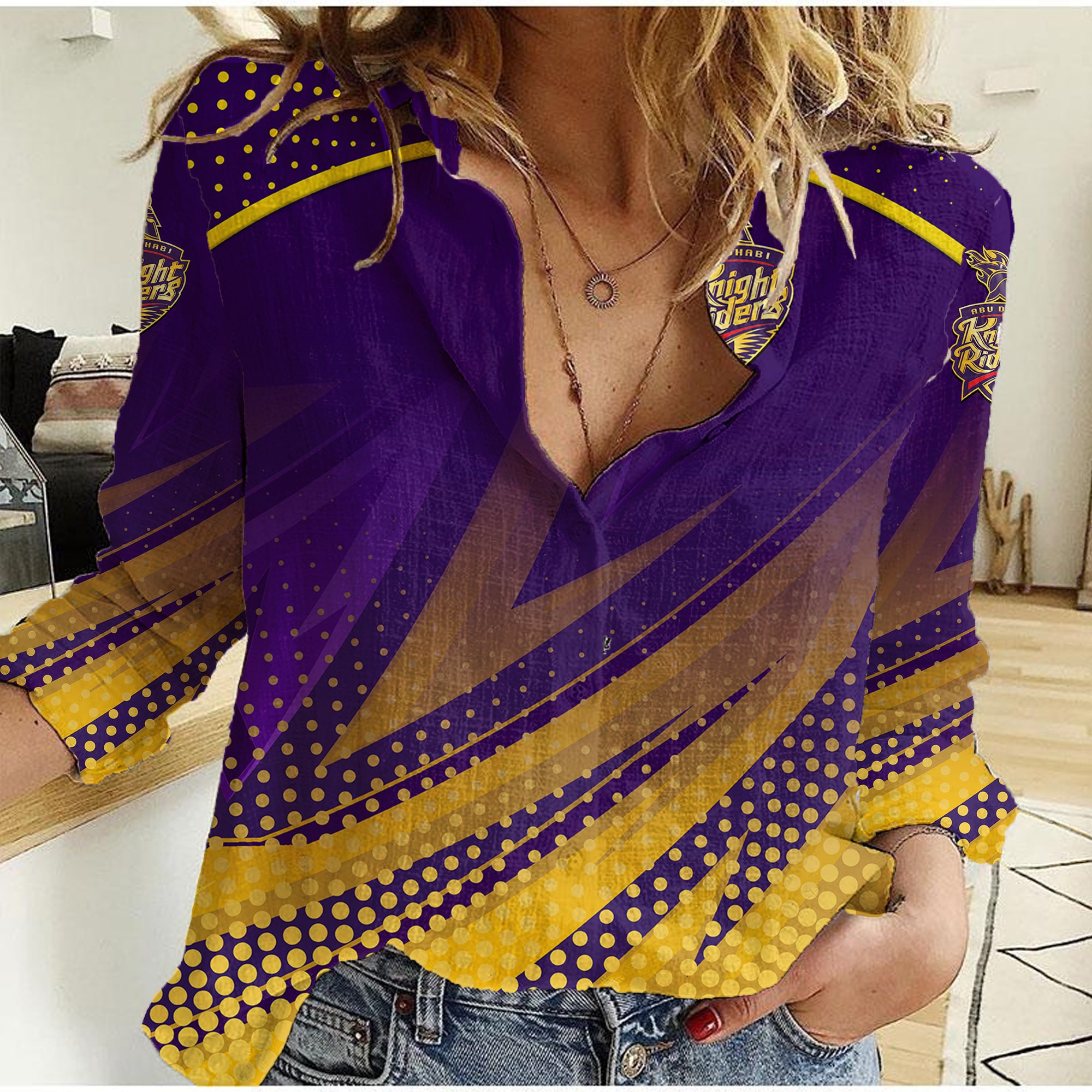 (Custom Personalised) Abu Dhabi Knight Riders ILT20 ADKR Cricket Unique Style Women Casual Shirt - Vibe Hoodie Shop