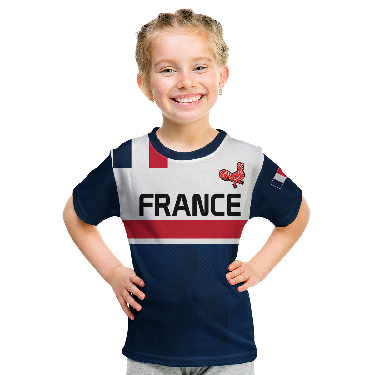 (Custom Personalised) France Rugby 7s Le XV de France Kid T Shirt - Vibe Hoodie Shop