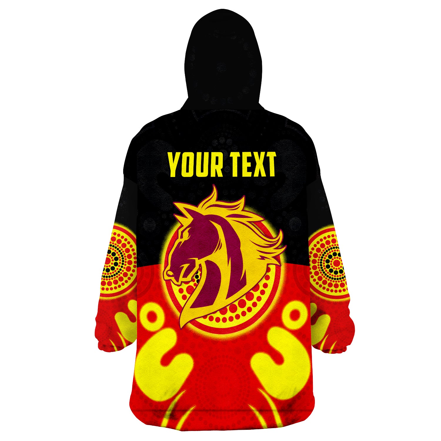 (Custom Personalised) Broncos Indigenous Style Aboriginal Flag Wearable Blanket Hoodie - Vibe Hoodie Shop