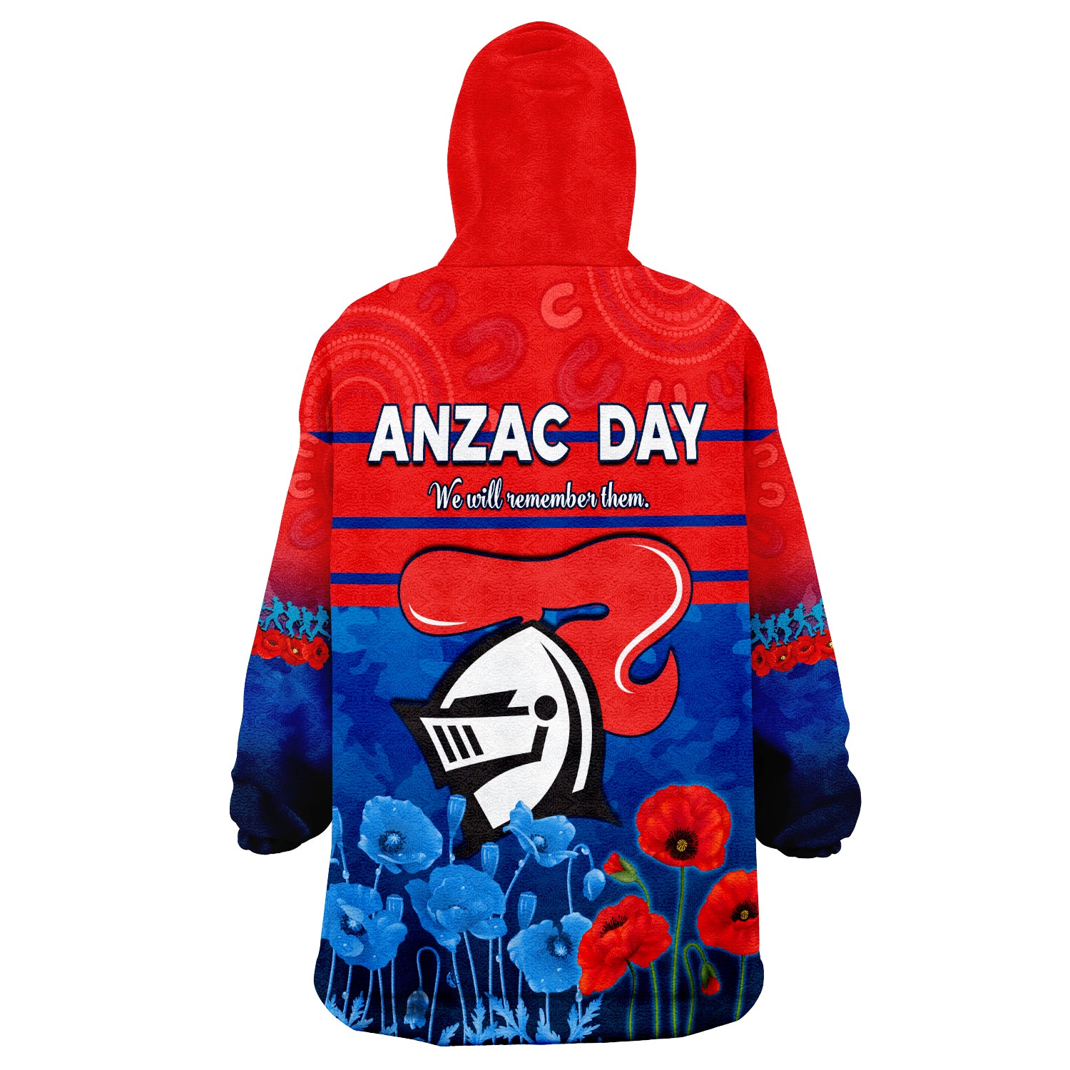 (Custom Personalised) Knights ANZAC 2022 Novocastrians Lest We Forget Wearable Blanket Hoodie - Vibe Hoodie Shop