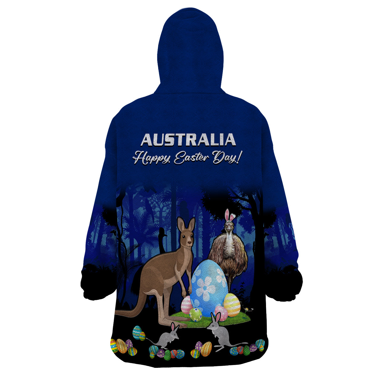 Australia Kangaroo Emu And Bilby Happy Easter Day Wearable Blanket Hoodie - Vibe Hoodie Shop