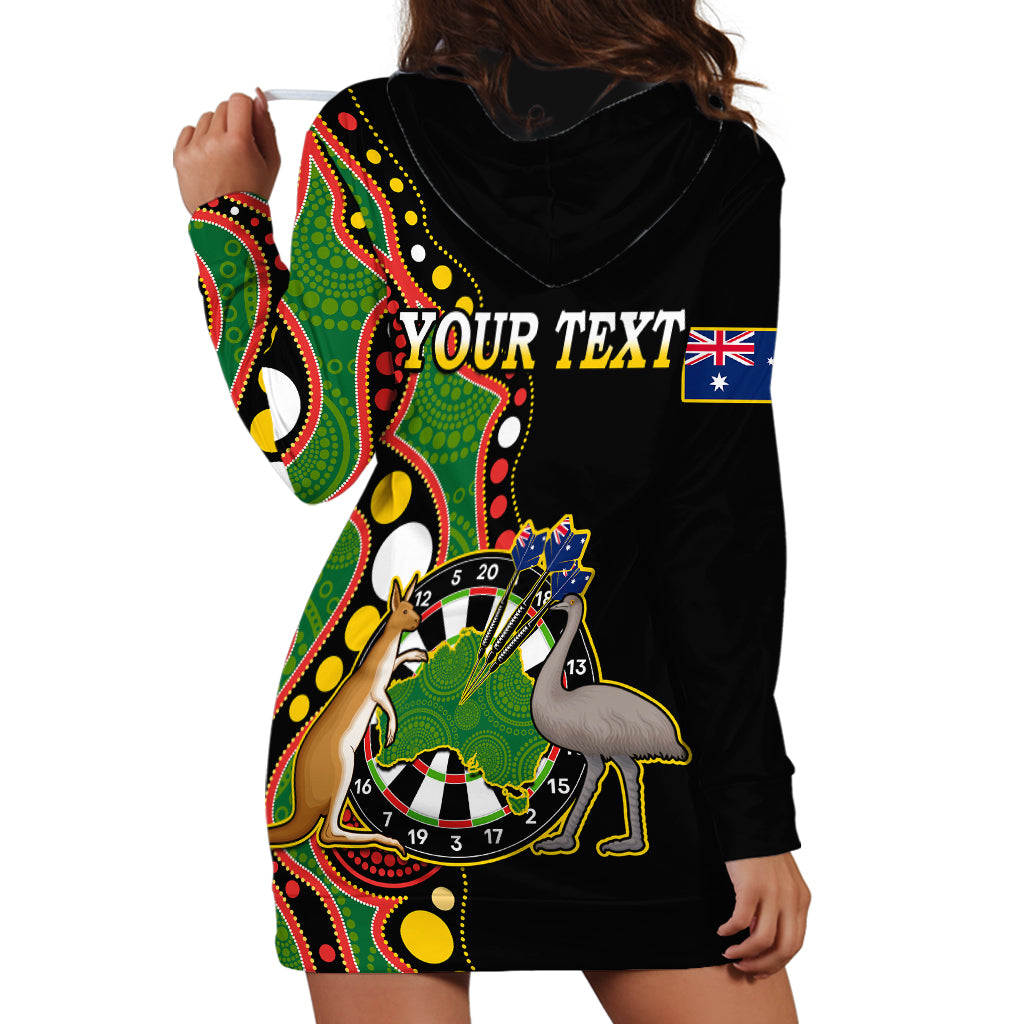 (Custom Personalised) Australia Darts Indigenous Art Mix Kangaroo And Emu Hoodie Dress - Vibe Hoodie Shop