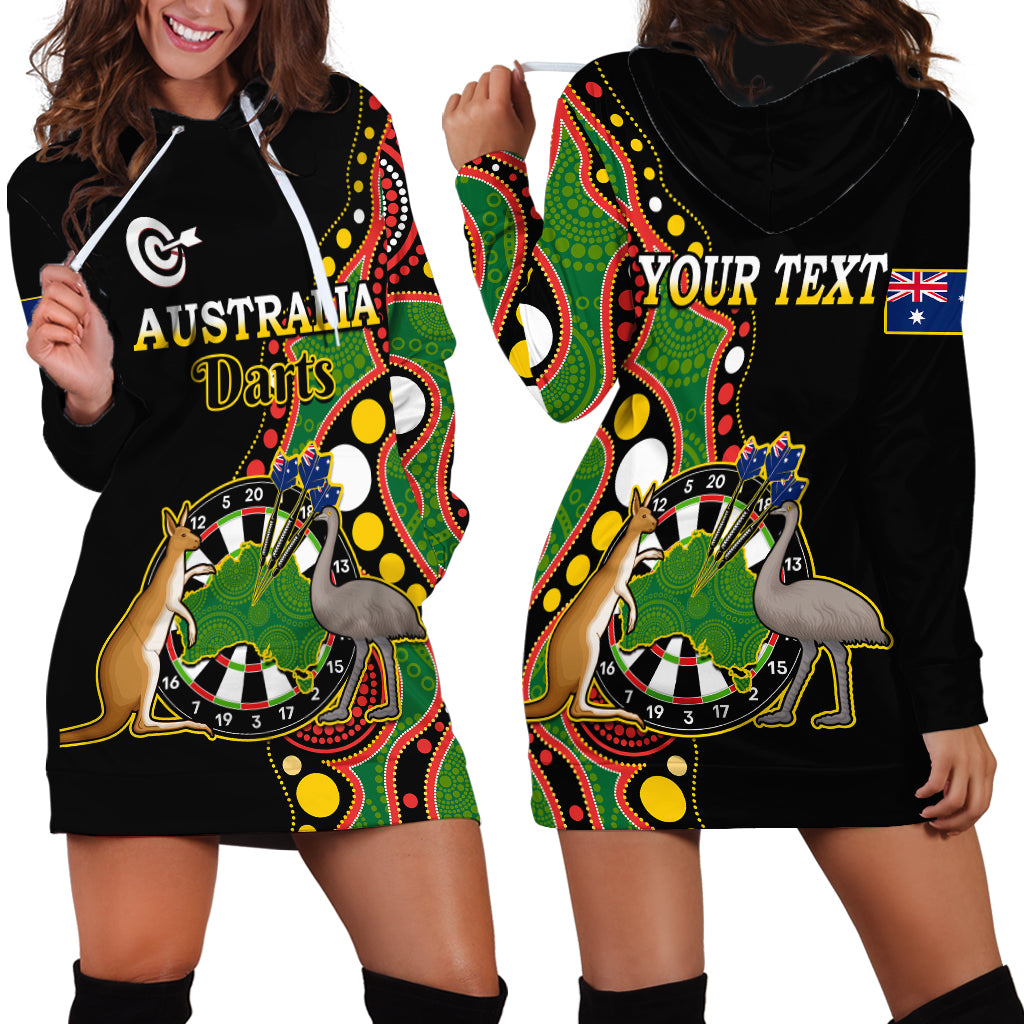 (Custom Personalised) Australia Darts Indigenous Art Mix Kangaroo And Emu Hoodie Dress - Vibe Hoodie Shop