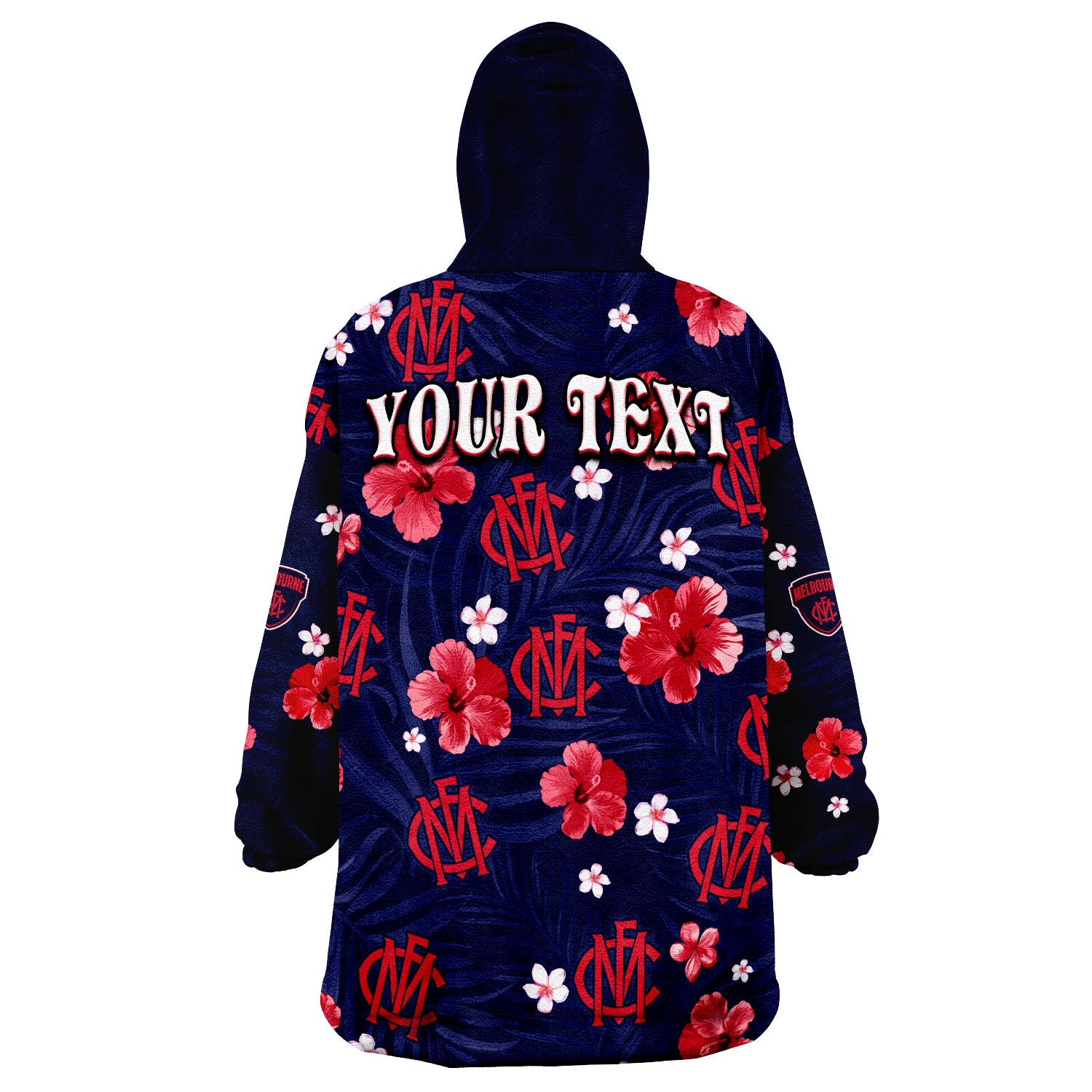 (Custom Personalised) Demons Football Melbourne Premiers Tropical Flowers Simple Wearable Blanket Hoodie - Vibe Hoodie Shop